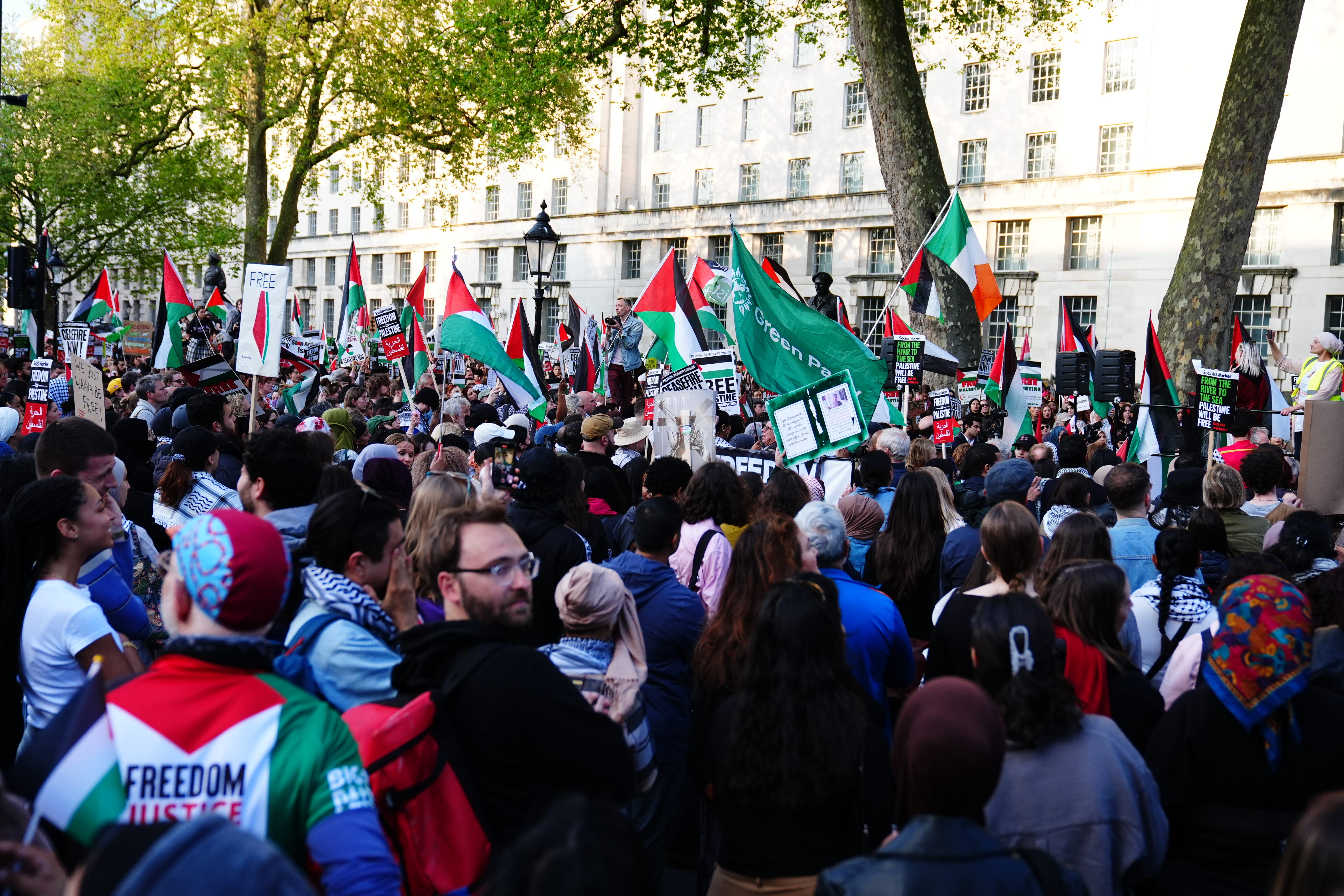 Students from UCL in London take part in a rally outside Downing Street, to protest against the war in Gaza last year (Aaron Chown/PA)