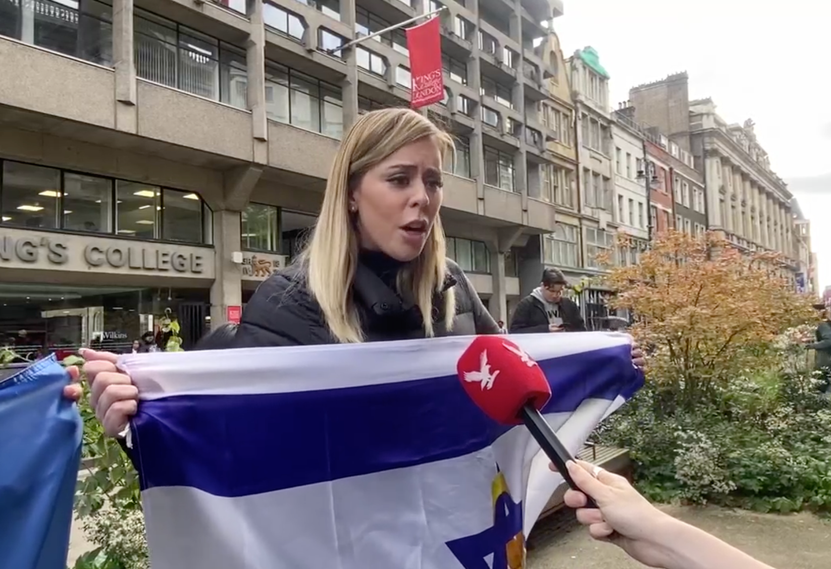 Pro-Israeli Emily Schrader protested outside King’s College London
