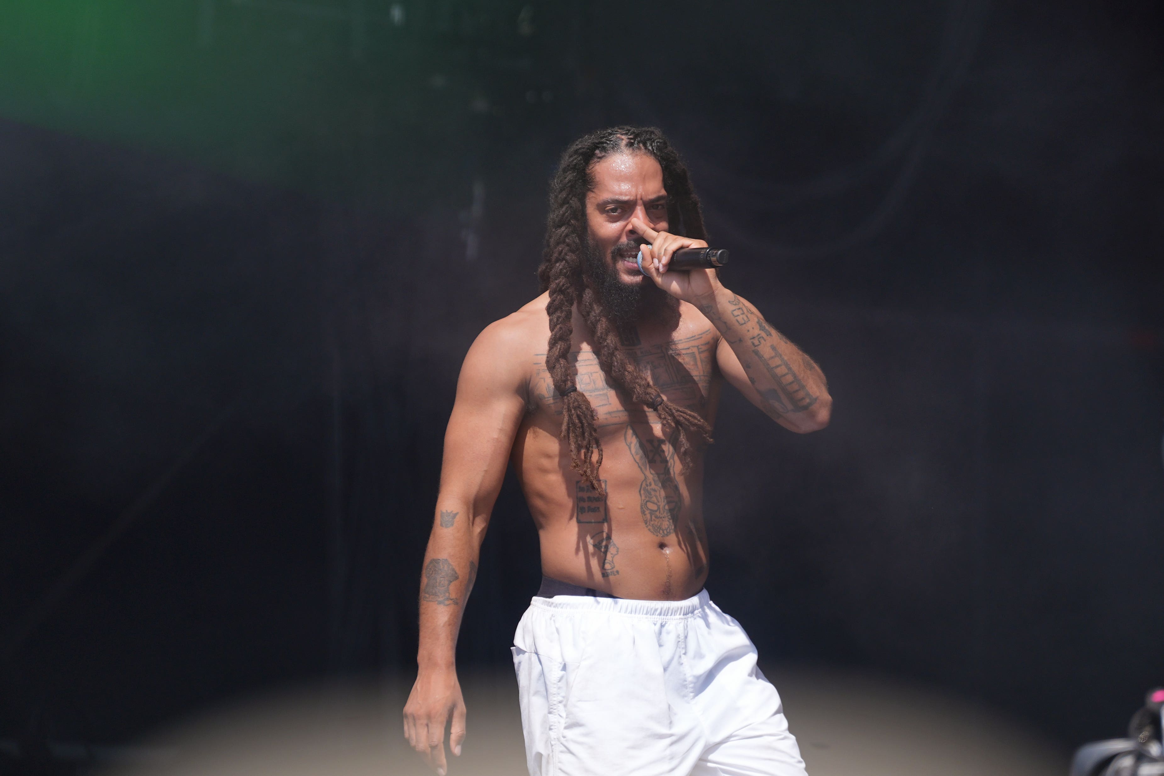 Punk duo Bob Vylan performing at Glastonbury Festival in summer 2025 (Yui Mok/PA)