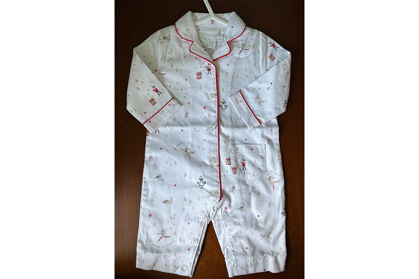 The White Company organic cotton 12 Days of Christmas sleepsuit