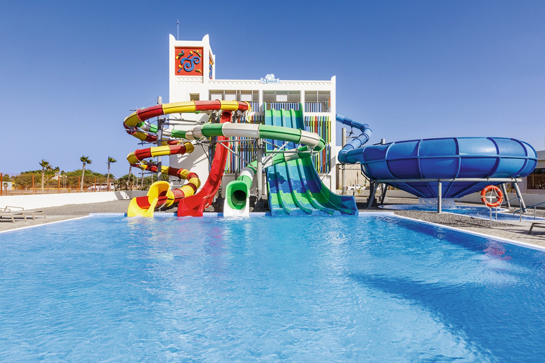 <p>Water slides offer hours of entertainment for kids at Hotel Riu Palace Santa Maria</p>