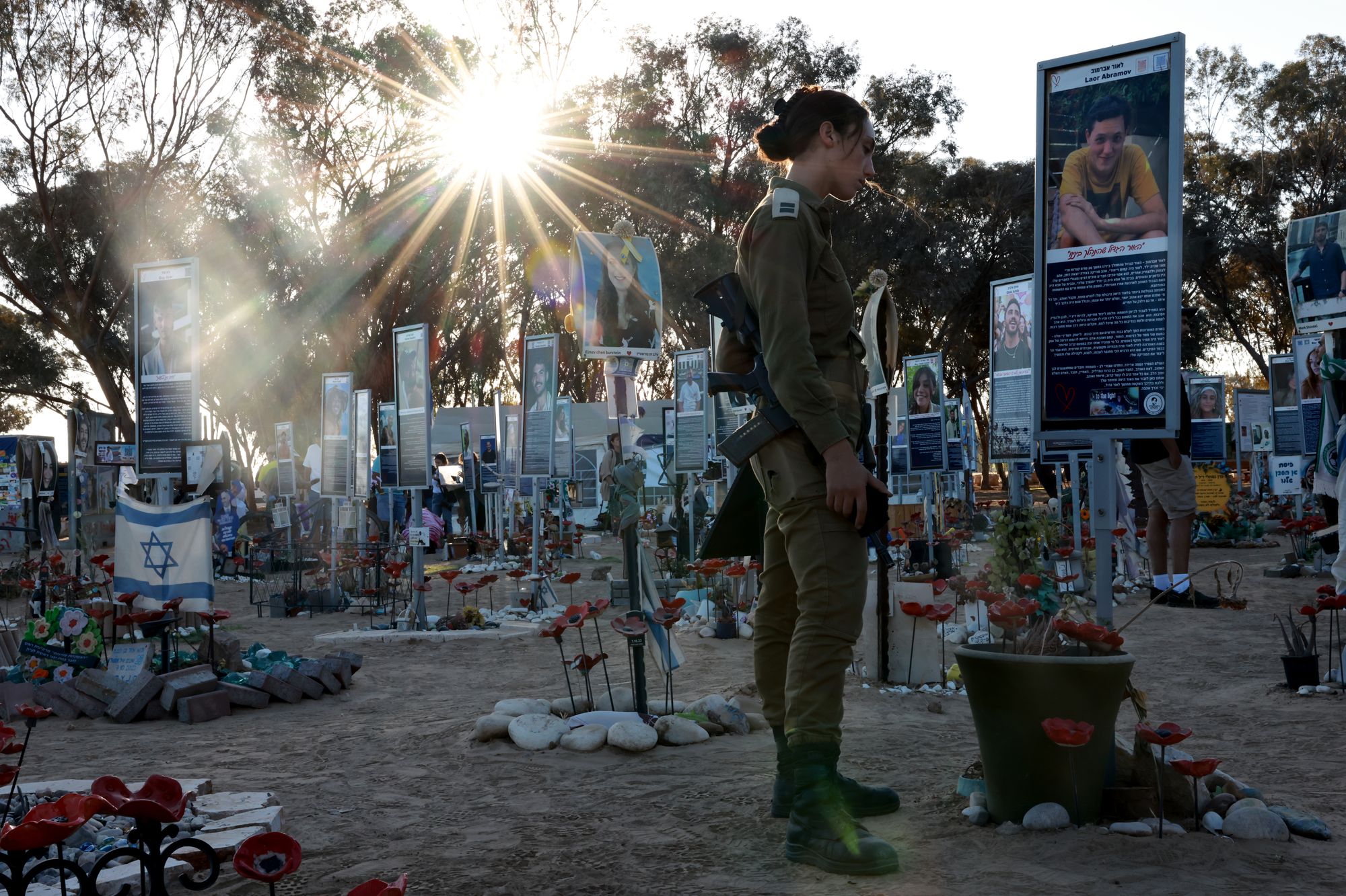 People gather at the former site of the Nova music festival to commemorate the 2nd anniversary of the Oct. 7 attacks on October 7, 2025 in Re'im, Israel