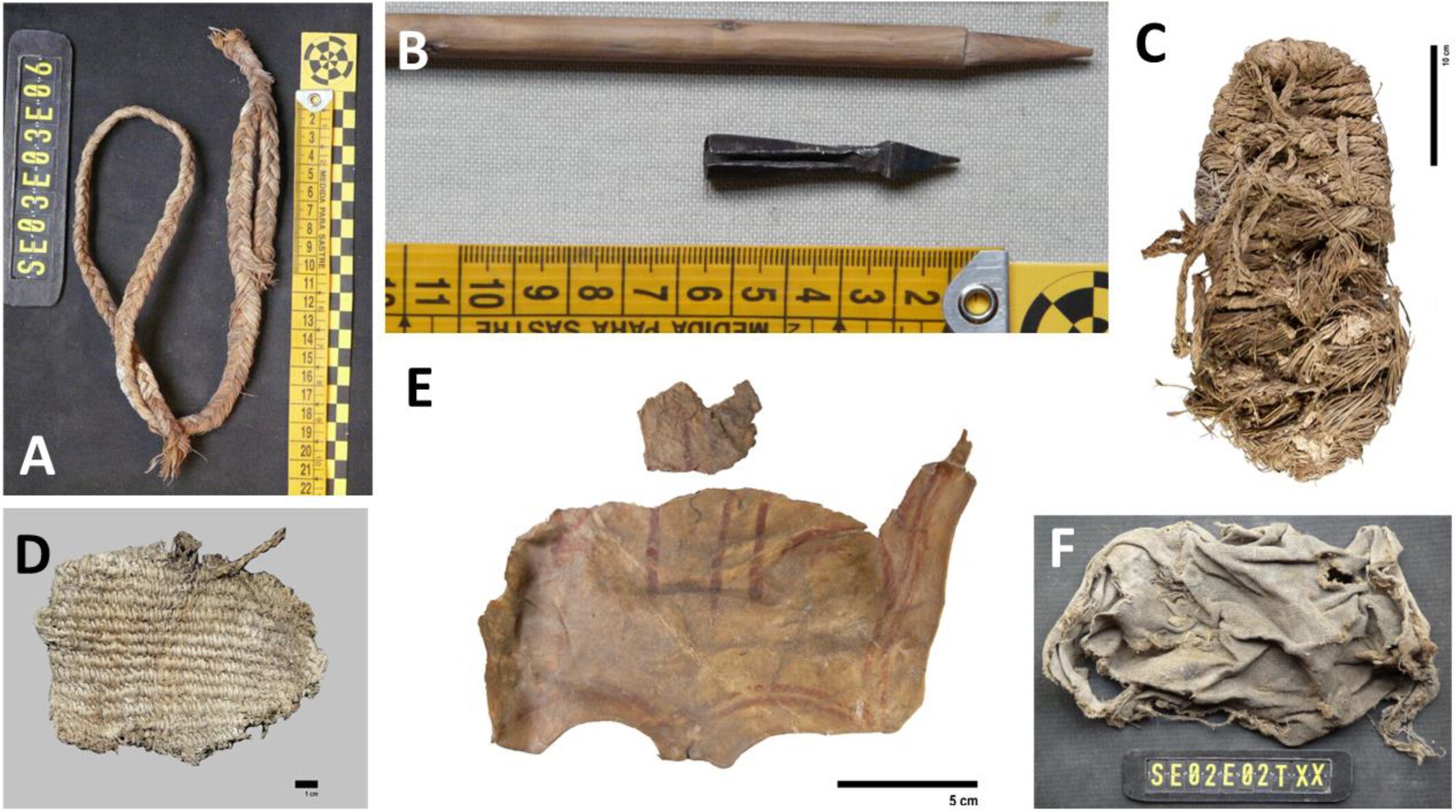 A collection of items recovered from the nests of bearded vultures in Spain