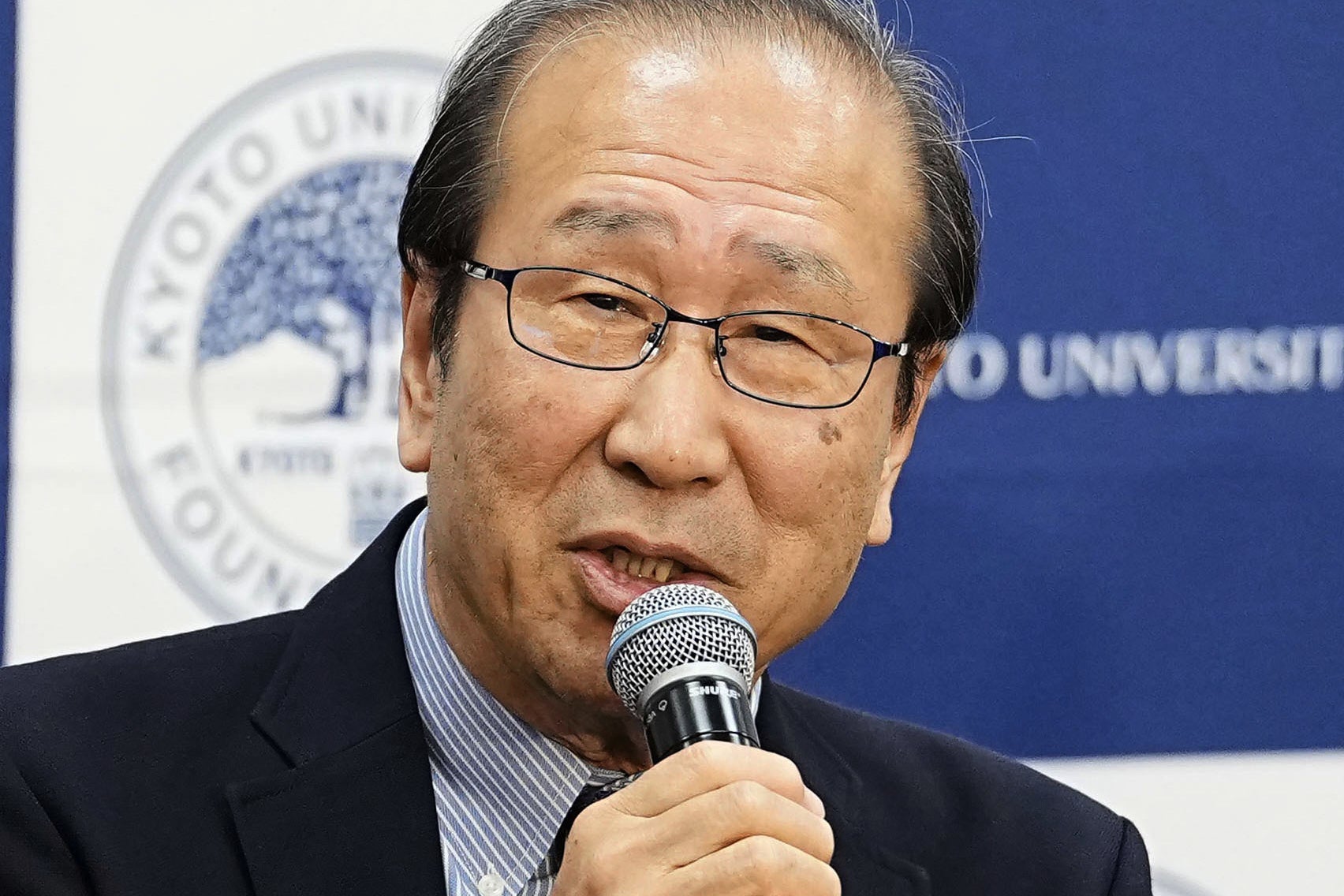 Kyoto University professor Susumu Kitagawa speaks during a news conference after he won the Nobel Prize in Chemistry
