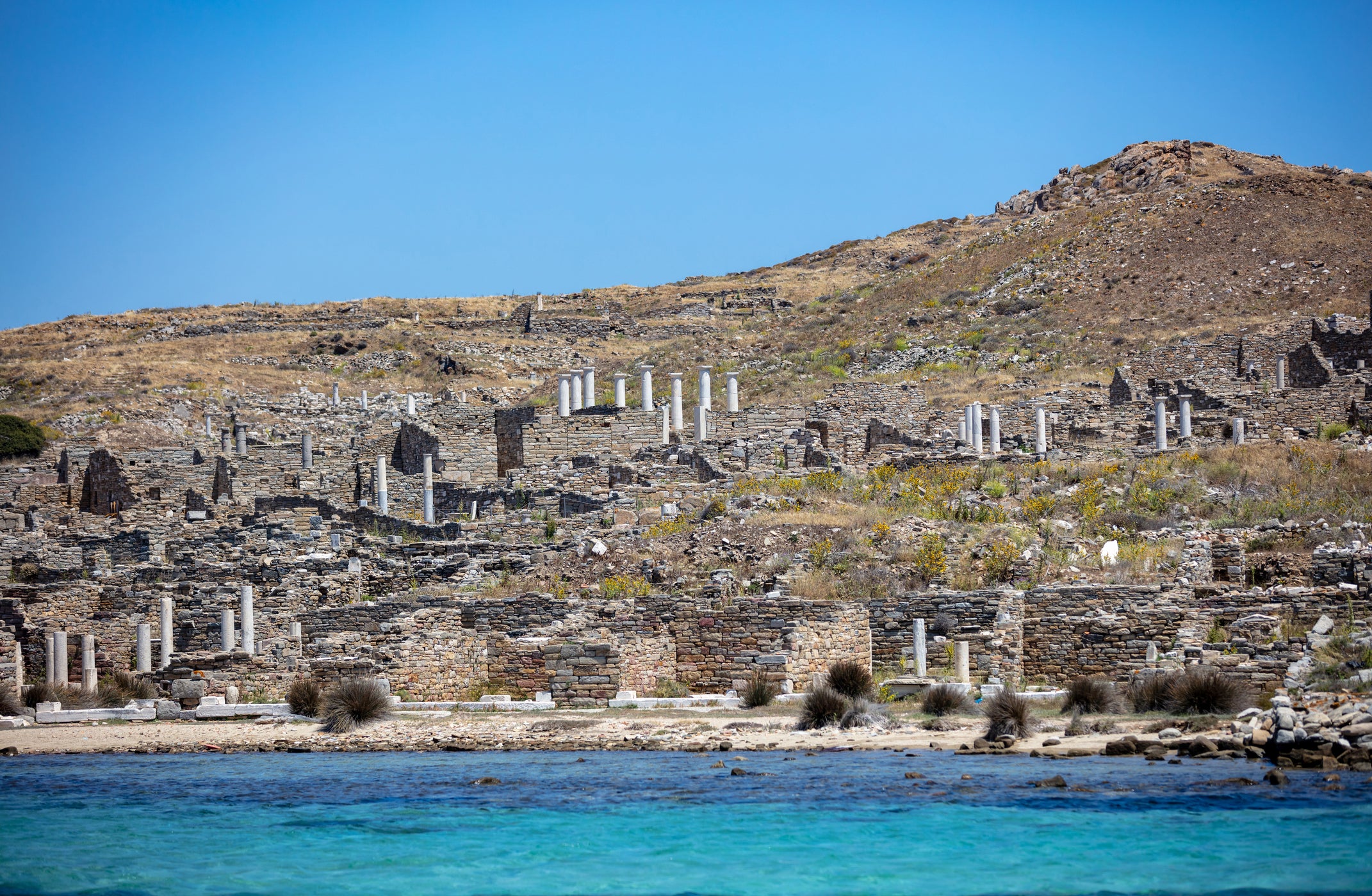 Ferries visit Delos, a designated Unesco World Heritage site, from Mykonos four times a day