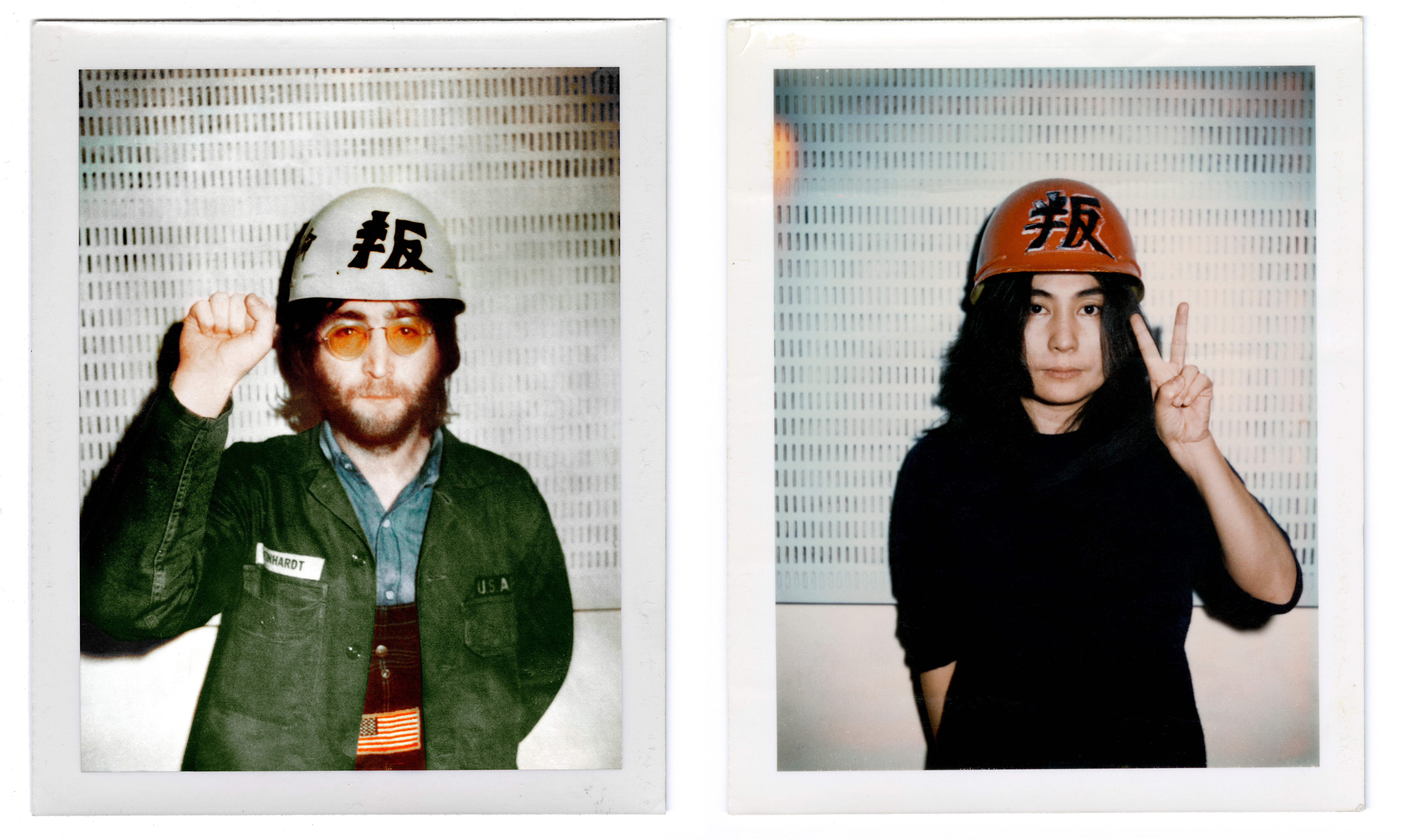 John and Yoko posing for polaroid pictures