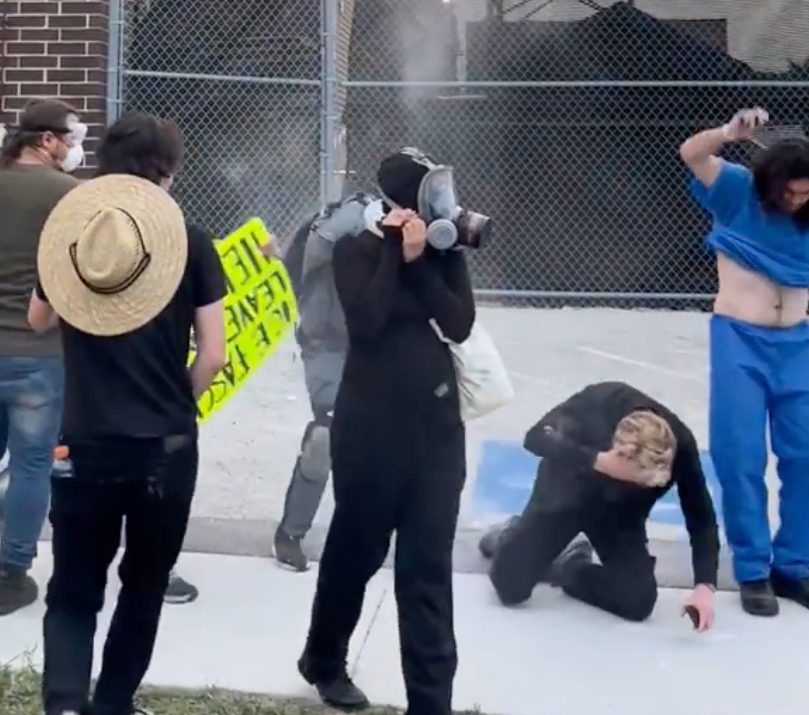 Presbyterian minister David Black is hit in the head after ICE agents fired pepper balls at him