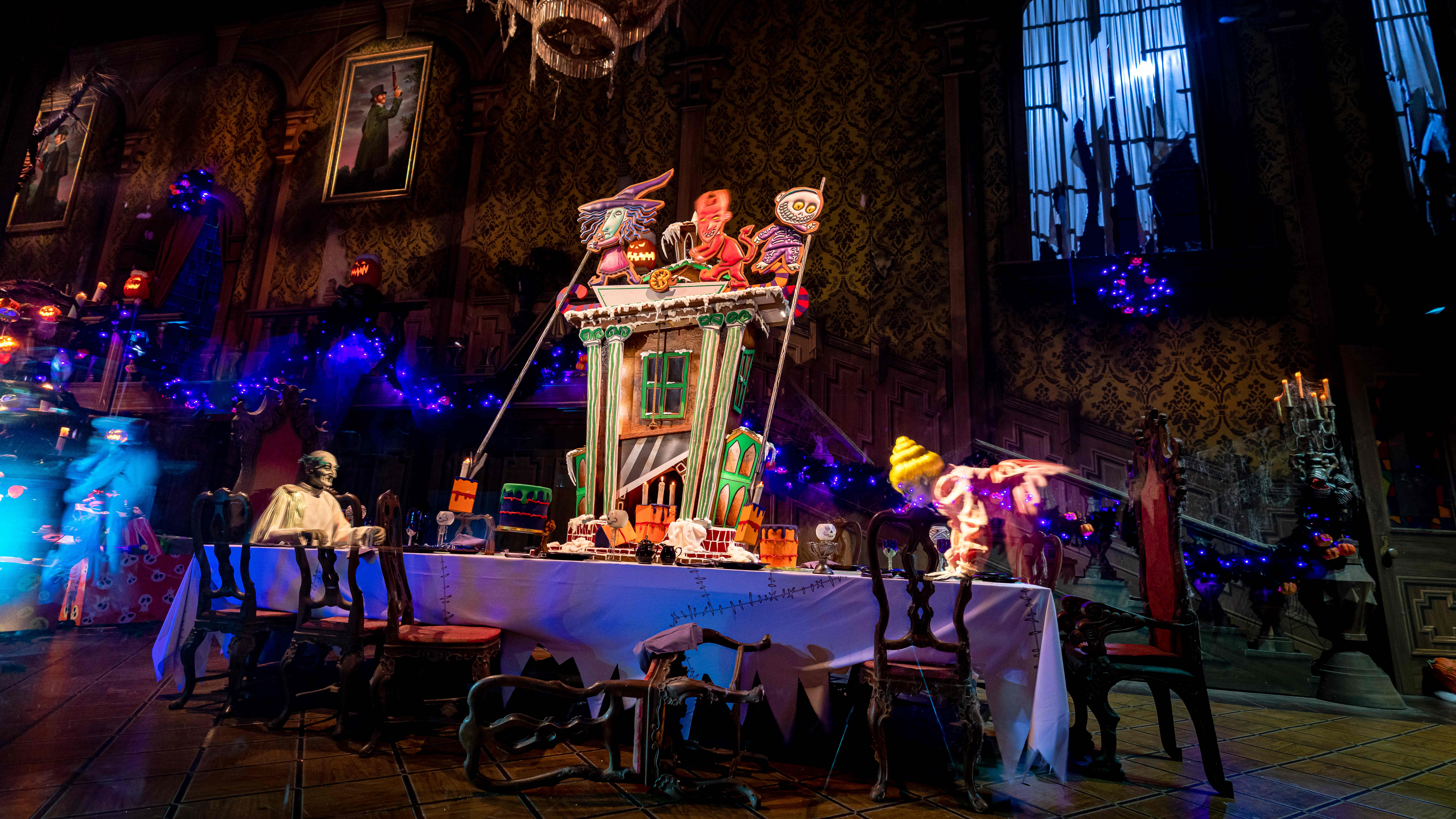 The Haunted Mansion ride at the Anaheim park gets decked out in The Nightmare Before Christmas decor during the holiday season.