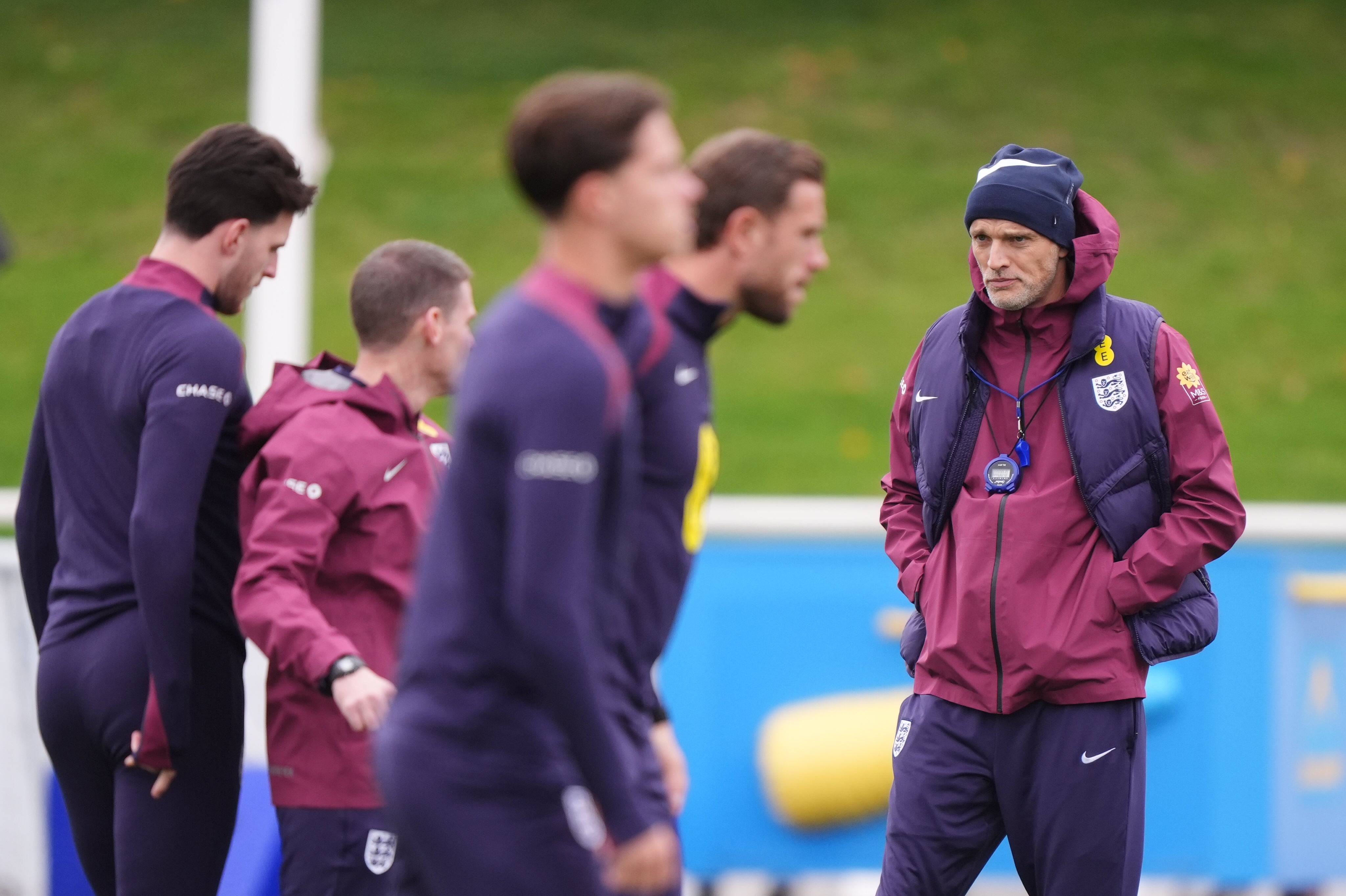 England manager Thomas Tuchel (right) during a training session at St George’s Park (Bradley Collyer/PA)