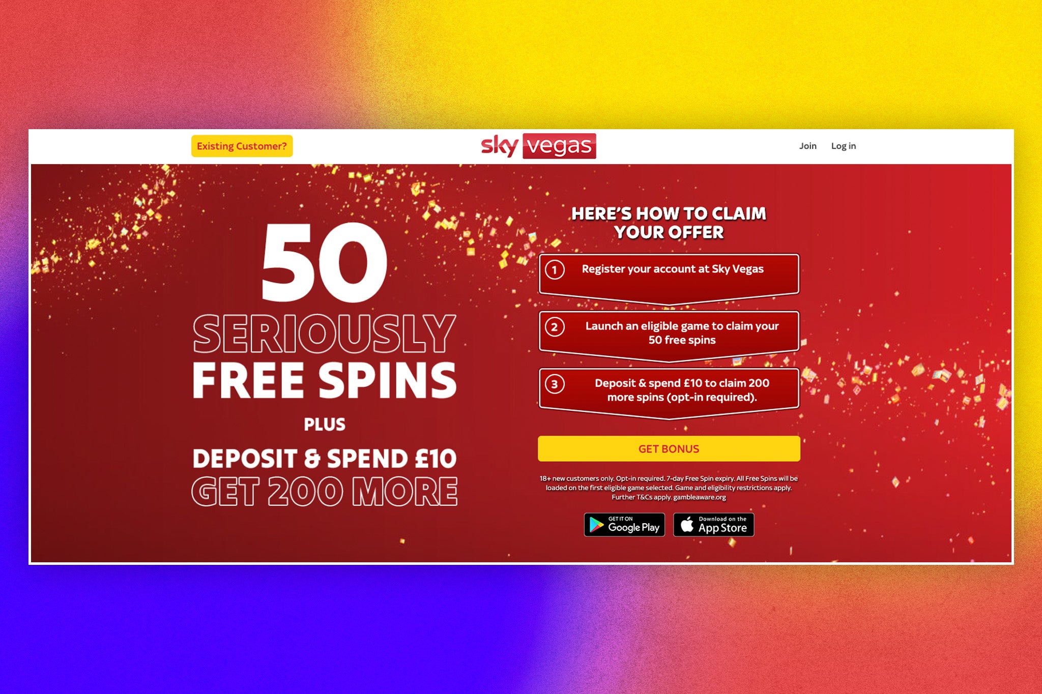 The Sky Vegas welcome offer includes up to 250 free spins
