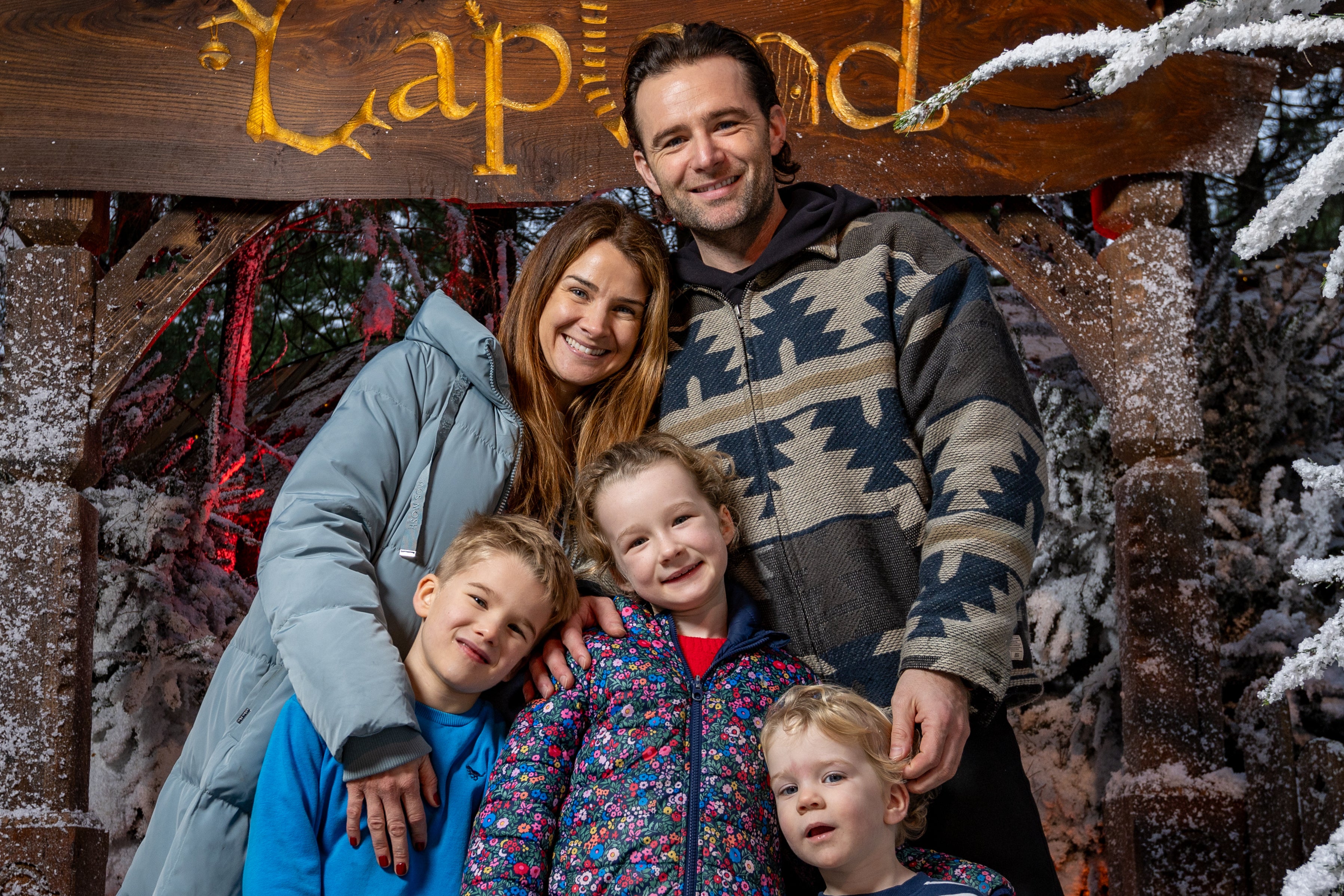 McFly drummer Harry Judd and wife Izzy with their three children Lola, Kit and Lockie