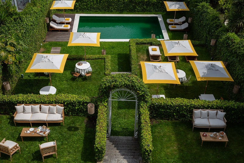 Perfectly sculpted gardens surround the hotel’s plunge pool