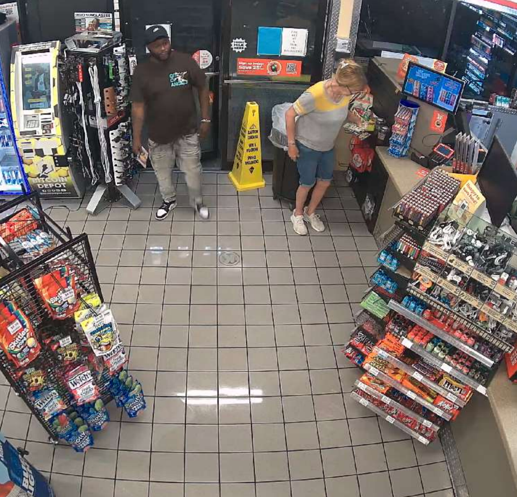 Farley, seen here at a Circle K in Florida, trying to cash in the tickets he allegedly stole from the same store earlier that evening