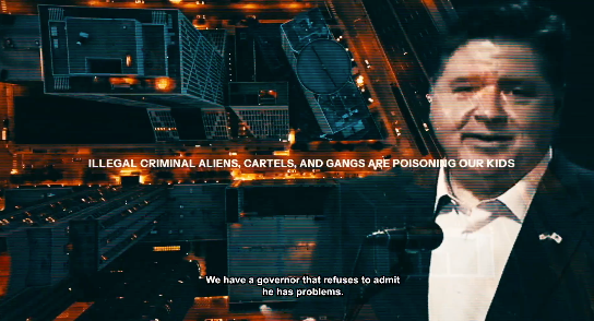 The video includes a voiceover of the president calling Chicago a “mess” along with images of Chicago Mayor Brandon Johnson and Illinois Gov. J.B. Pritzker