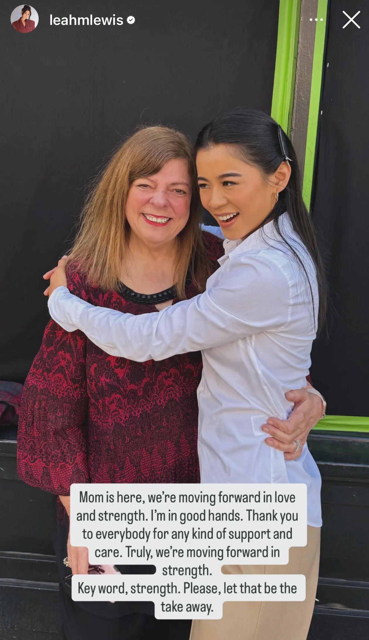 Leah Lewis thanks fans for their support on Instagram