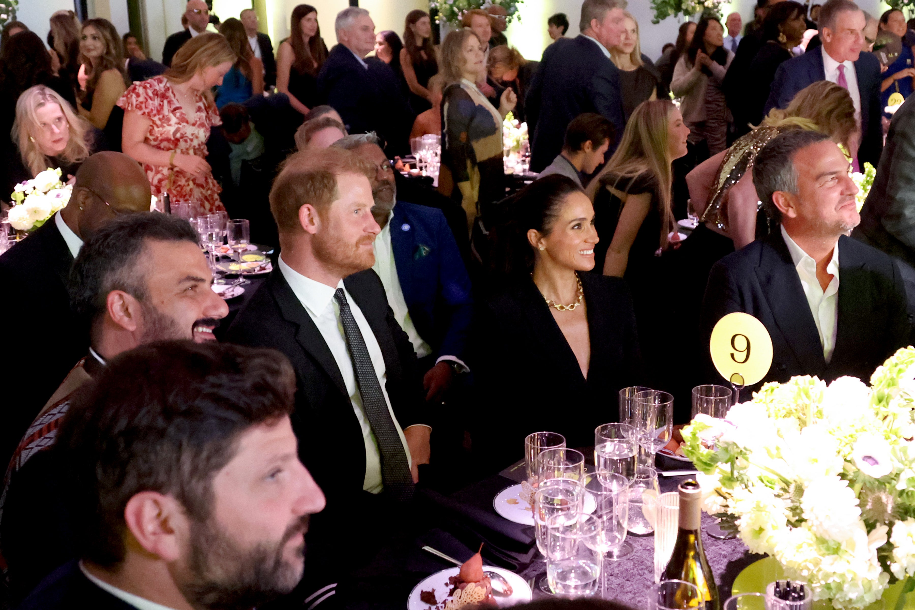 Prince Harry, Duke of Sussex, Meghan, Duchess of Sussex, attend the Project Healthy Minds World Mental Health Day Gala at Spring Studios on October 09, 2025 in New York City. (Photo by Rob Kim/Getty Images for Project Healthy Minds)