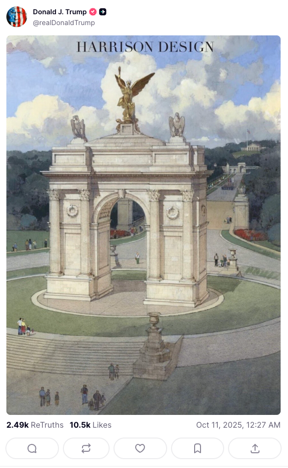 The rendering drew social media comparisons to Nazi architect Albert Speer