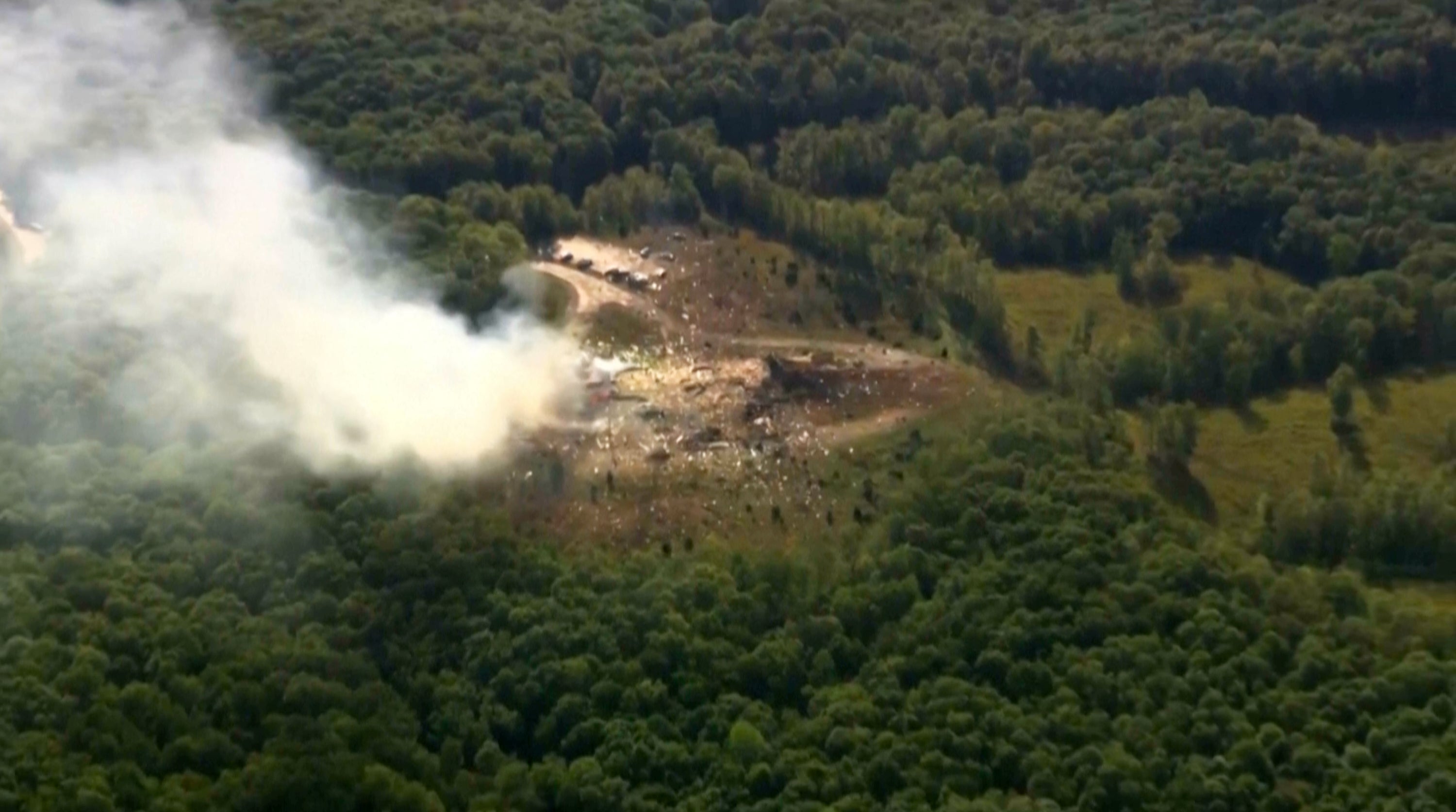 Smoke rises from the debris of a military explosives manufacturing plant in Tennessee. The plant exploded Friday morning