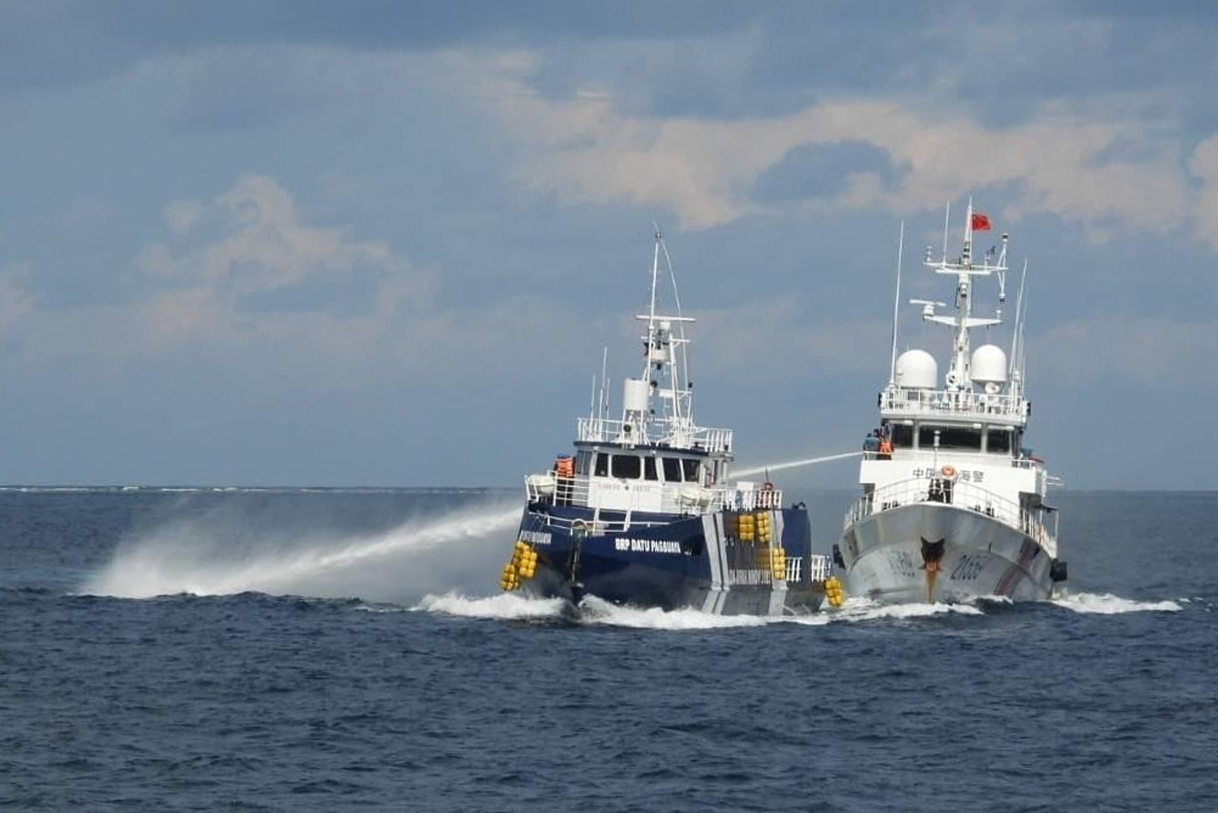 The Chinese coast guard targeted Pagbuaya off the Philippines-occupied Thitu island in the latest flare-up of the long-simmering territorial disputes involving Manila, Beijing and four other governments