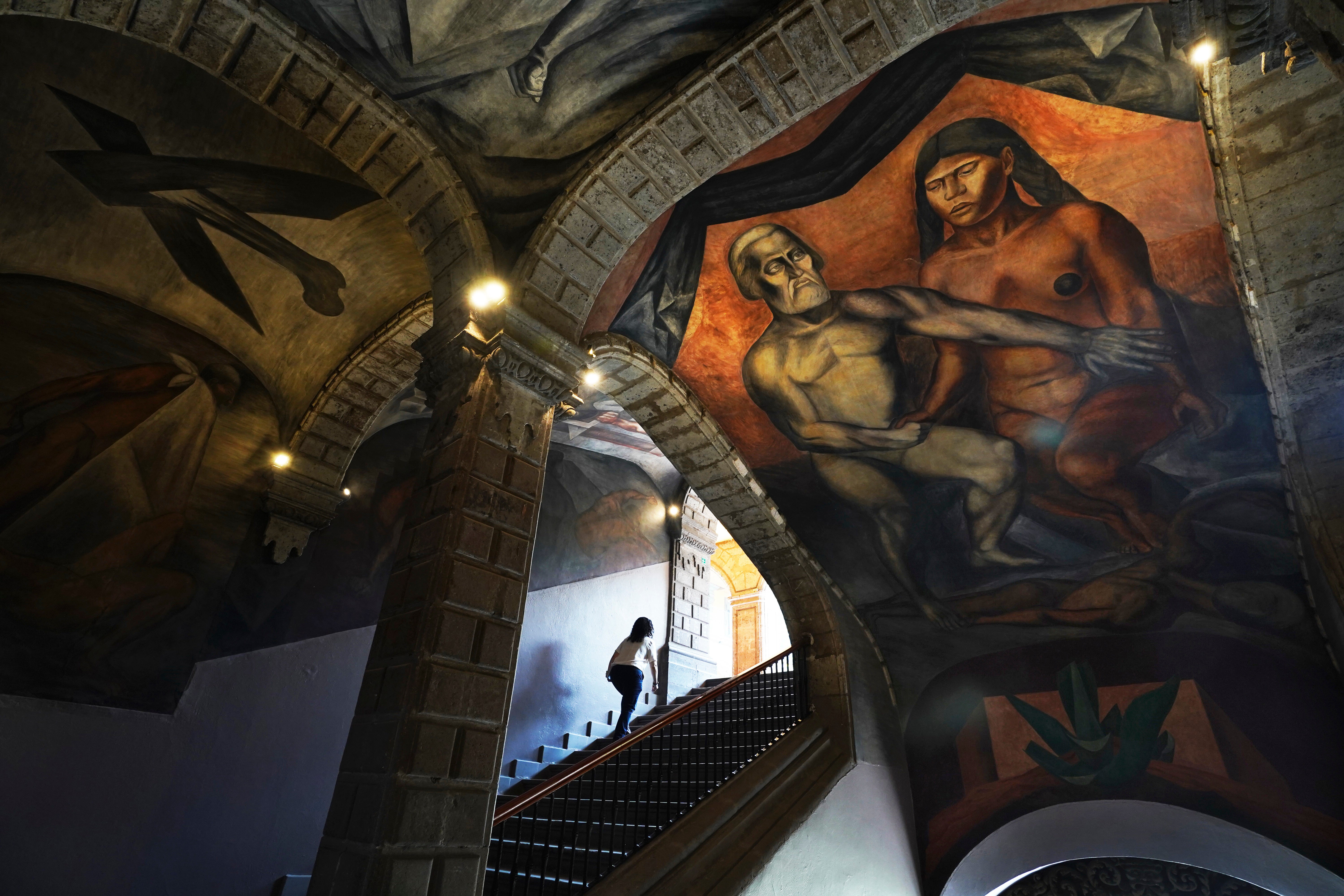 A 1926 fresco of Hernan Cortes and La Malinche by Jose Clemente Orozco decorates the Antiguo Colegio de San Ildefonso in Mexico City
