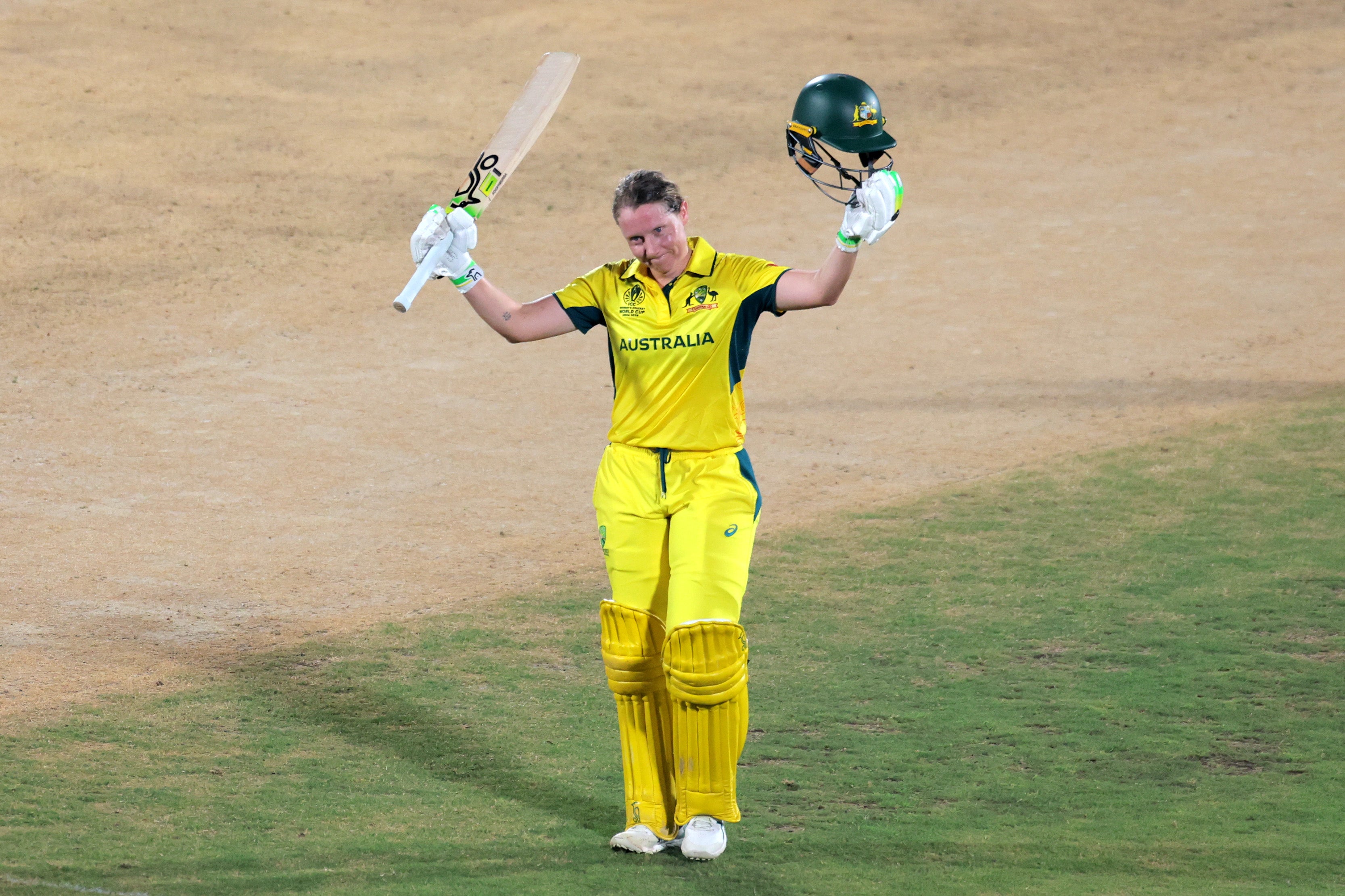 Alyssa Healy celebrates her century
