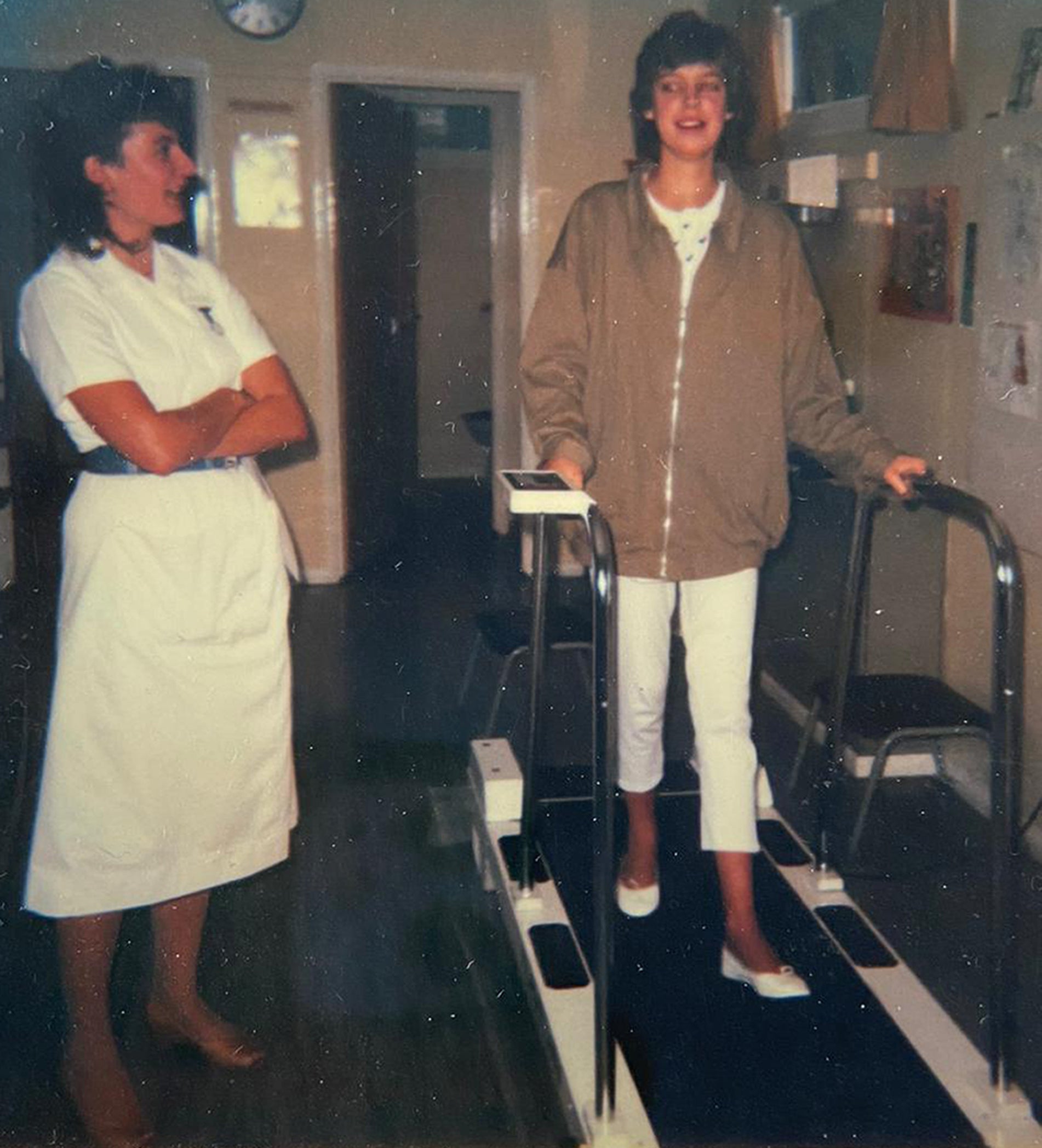 Katie Mitchell on a treadmill after the transplant (NHSBT/PA)