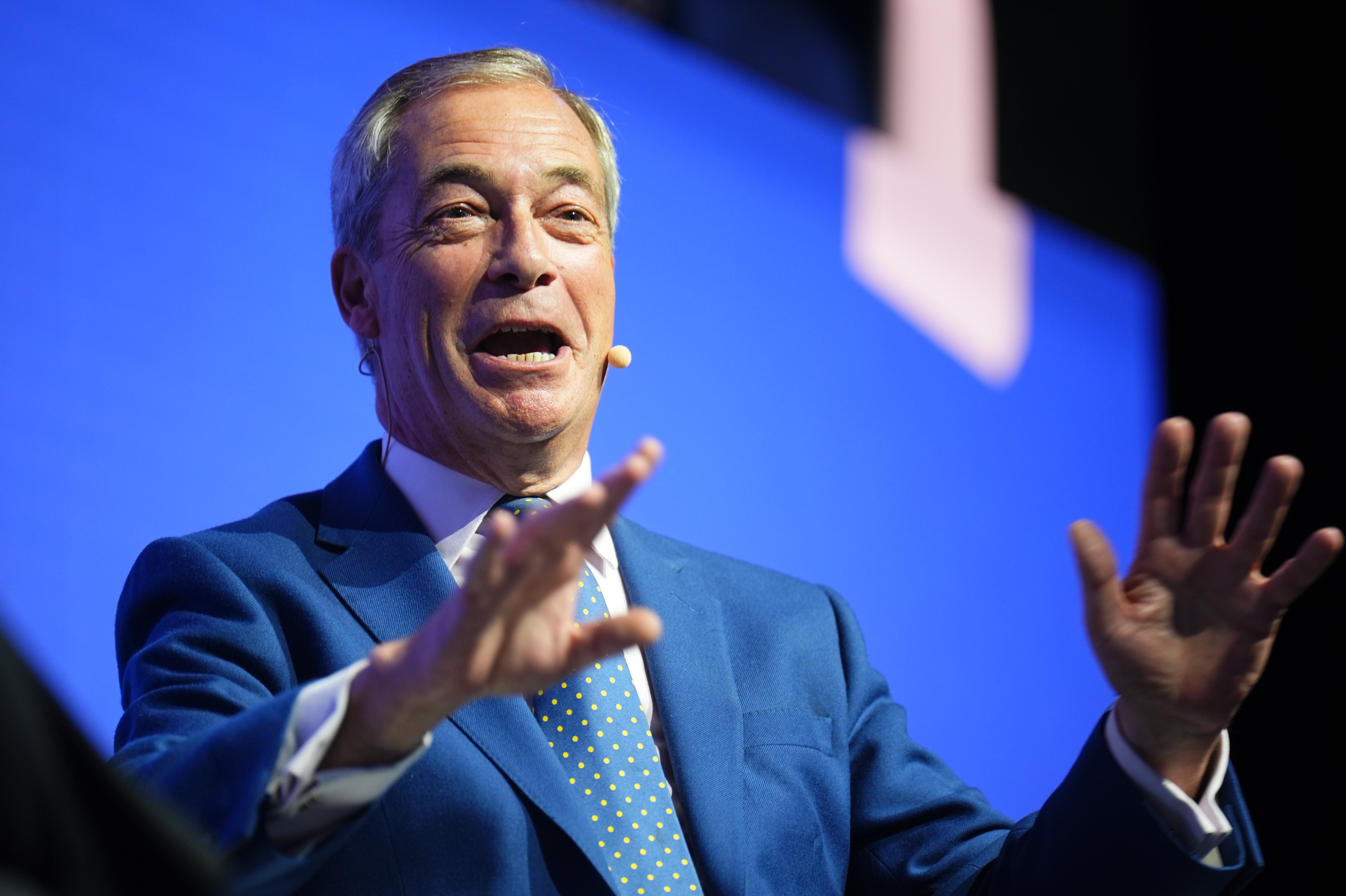 Reform UK leader Nigel Farage delivers a speech at Blockworks' Digital Asset Summit: London, at Old Billingsgate in central London. Picture date: Monday October 13, 2025. PA Photo. Photo credit should read: James Manning/PA Wire