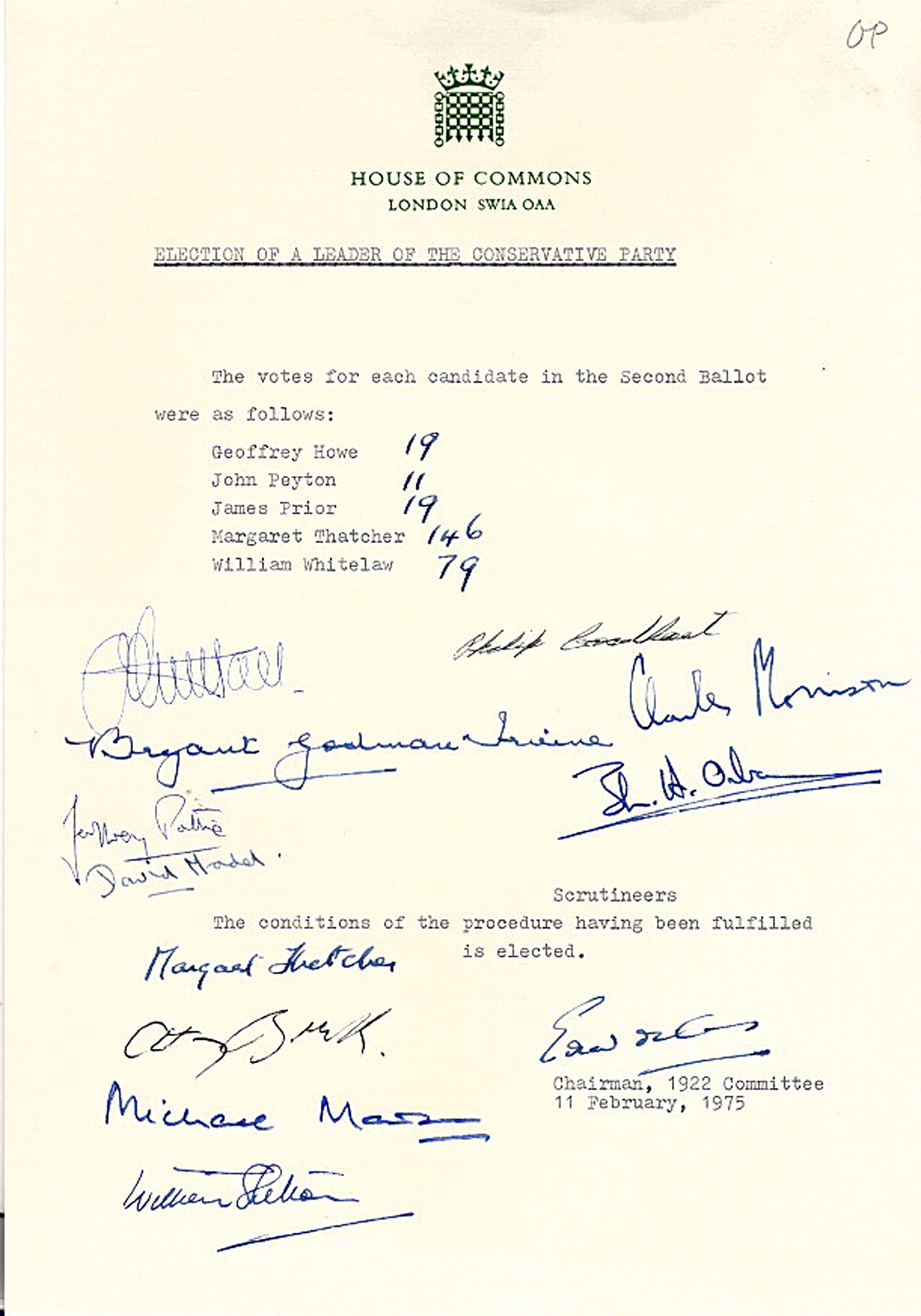 The nomination of Mrs Thatcher, then aged 49, was proposed by Keith Joseph and seconded by Airey Neave