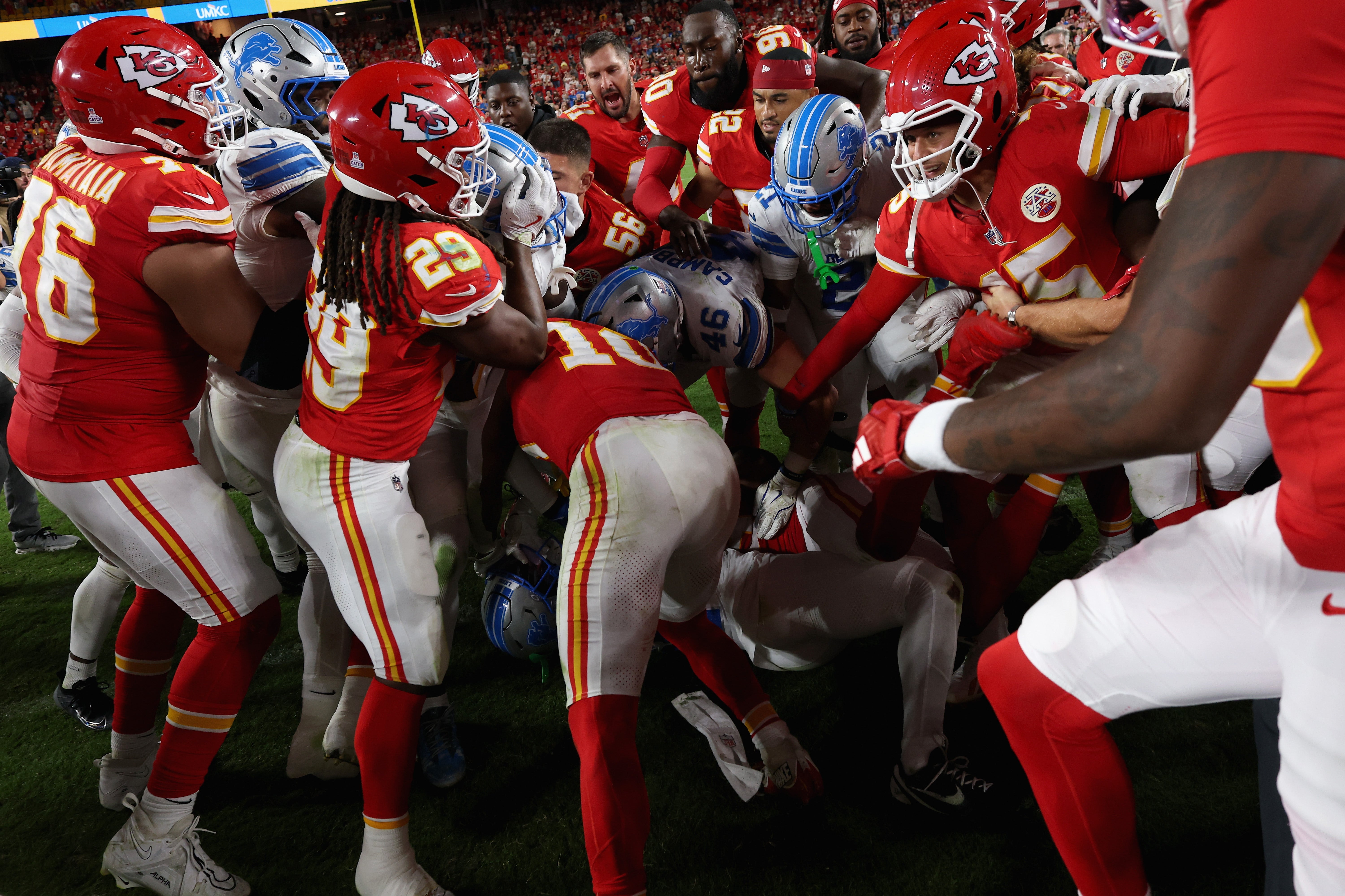 The fight left several players bloodied and with injured noses, their coaches said.