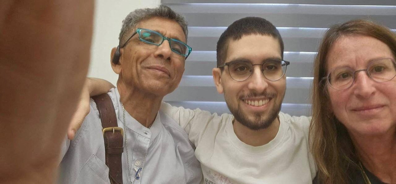 Evyatar David was pictured reunited with his parents after he was released from captivity
