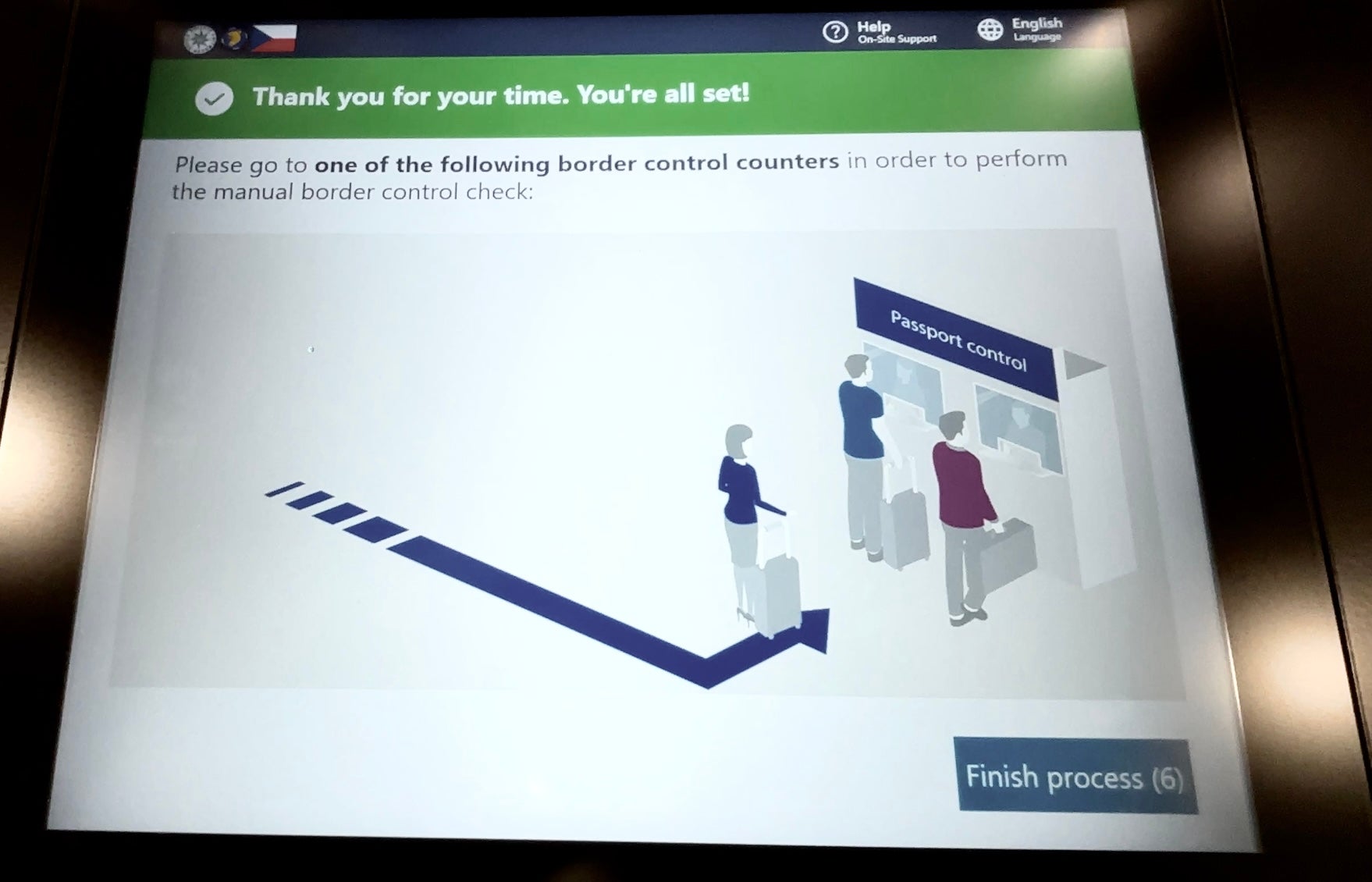 Game over: Final screen on Czech entry-exit system kiosk