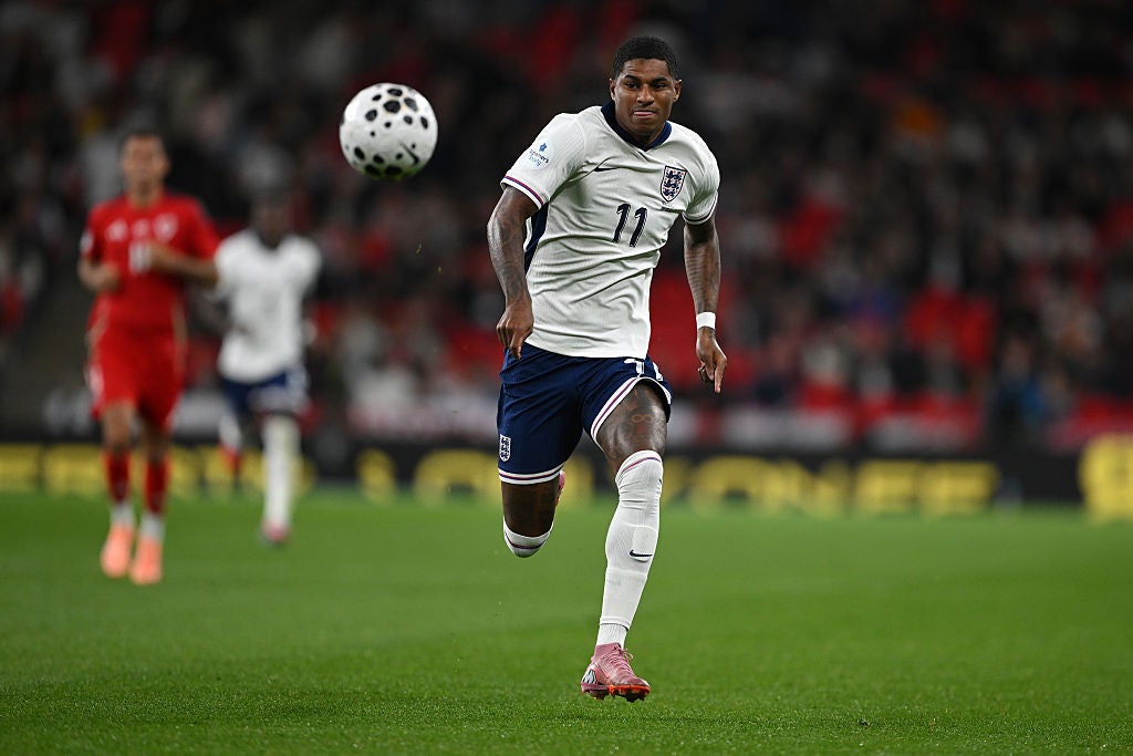 Marcus Rashford v akci pro Anglii proti Walesu