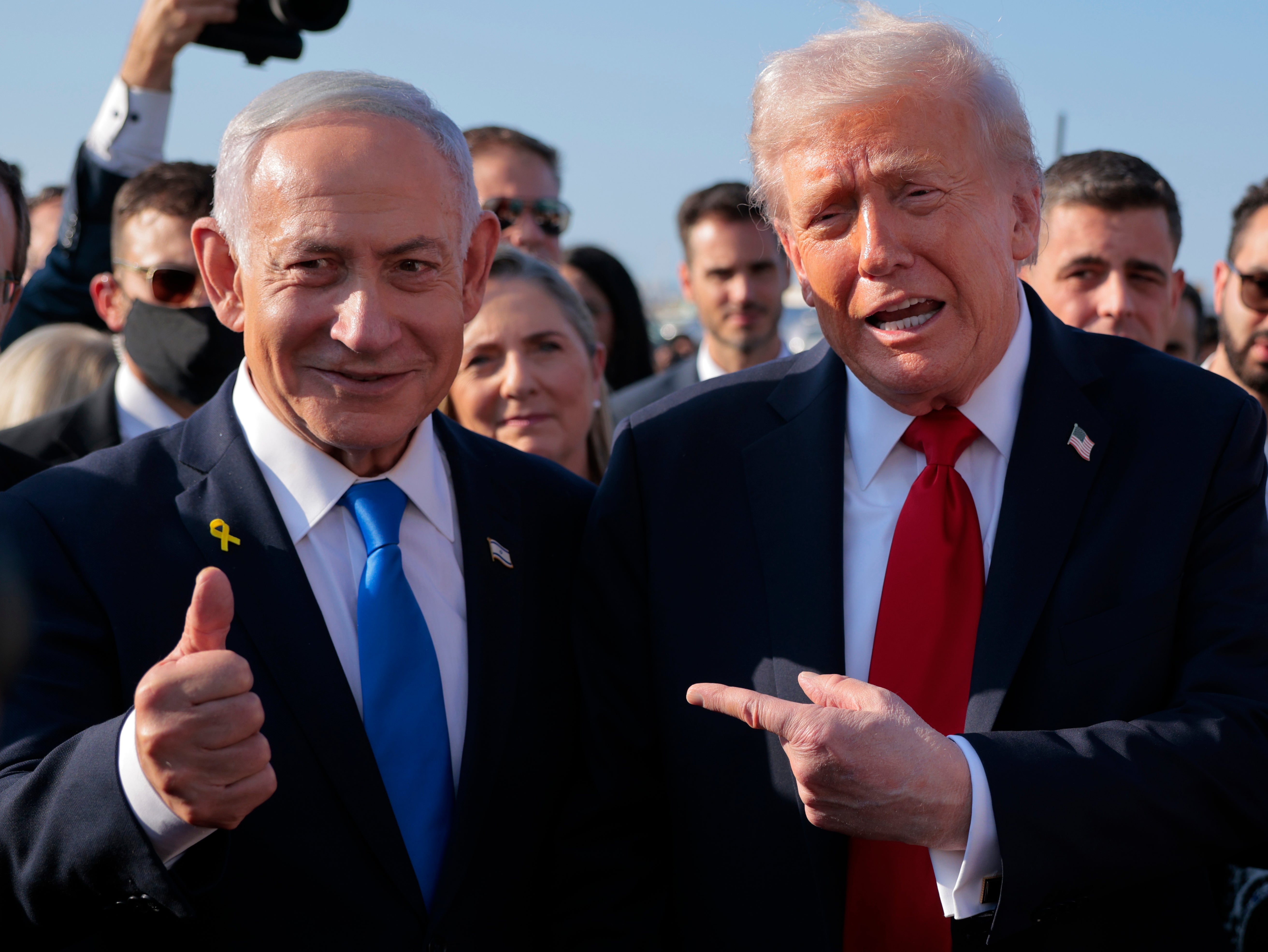 Trump met Benjamin Netanyahu at Israel's Ben Gurion airport over the weekend as he traveled to the region to speak before the Knesset and tout his peace plan to end the war in Gaza