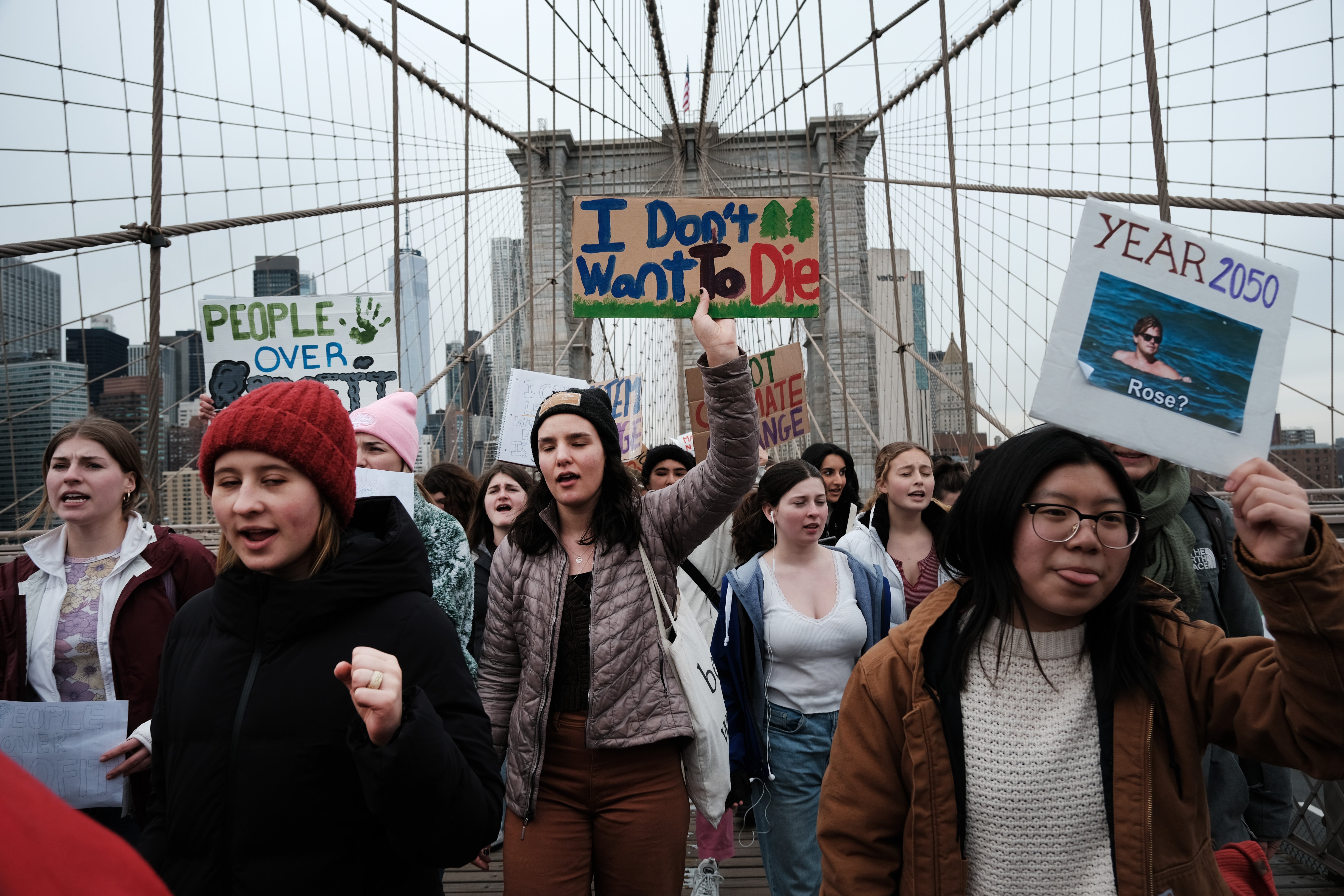 Schoolchildren and activists in a Strike for Climate march