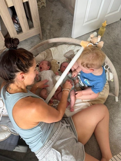 Ms Millner with Leo, two, and twins Esme and Raya