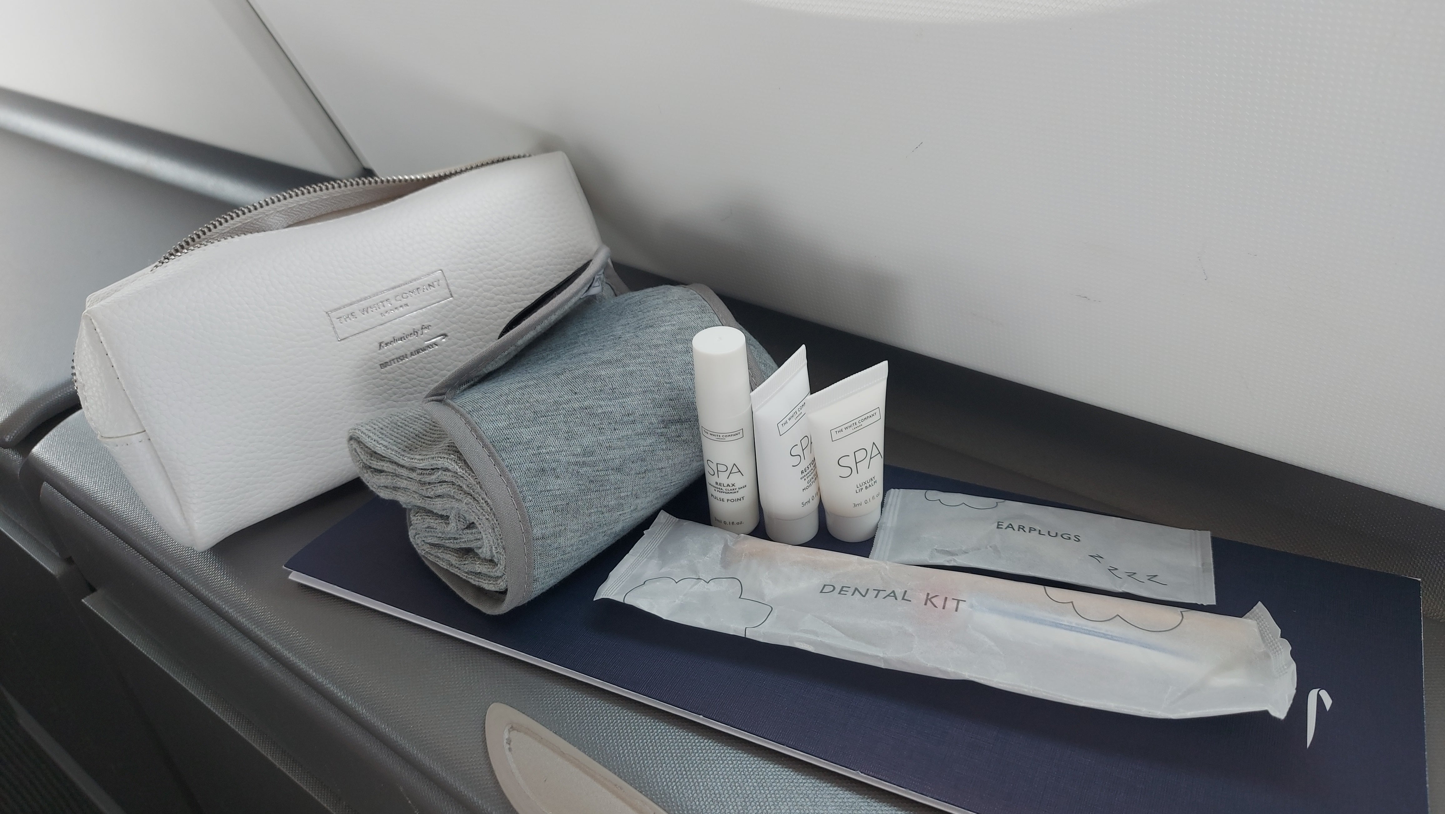 The amenity kit is by The White Company, and includes a dental kit and moisturiser