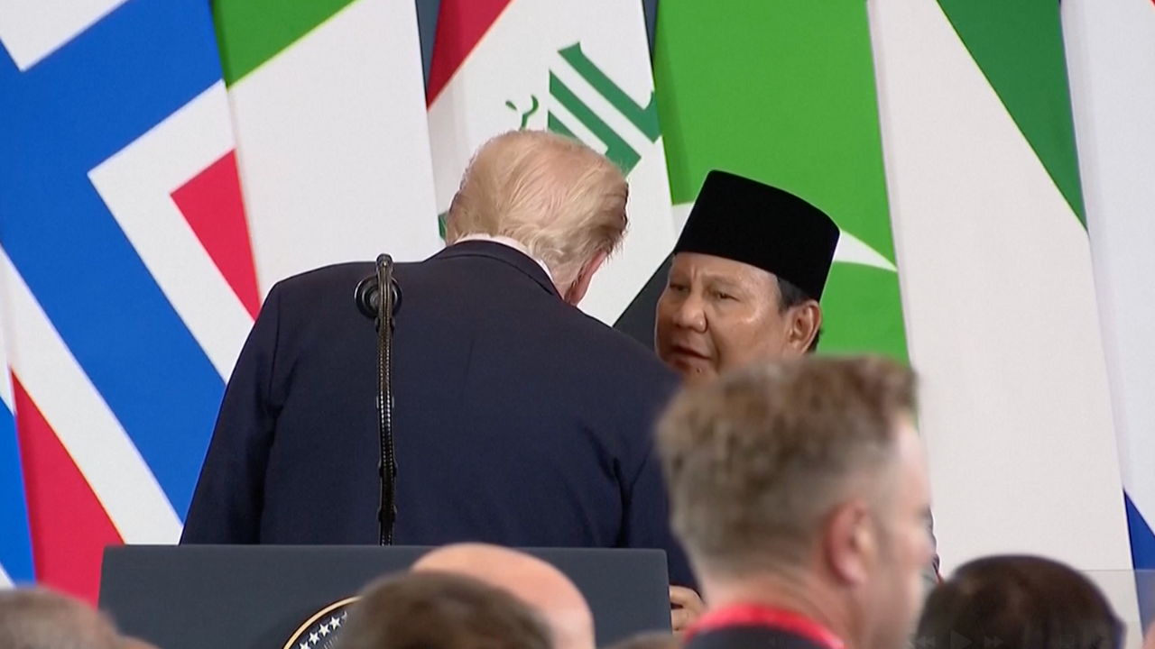 President Donald Trump and Indonesian President Prabowo Subianto caught on a hot mic at the Gaza peace summit in Sharm El-Sheikh, Egypt, on Monday