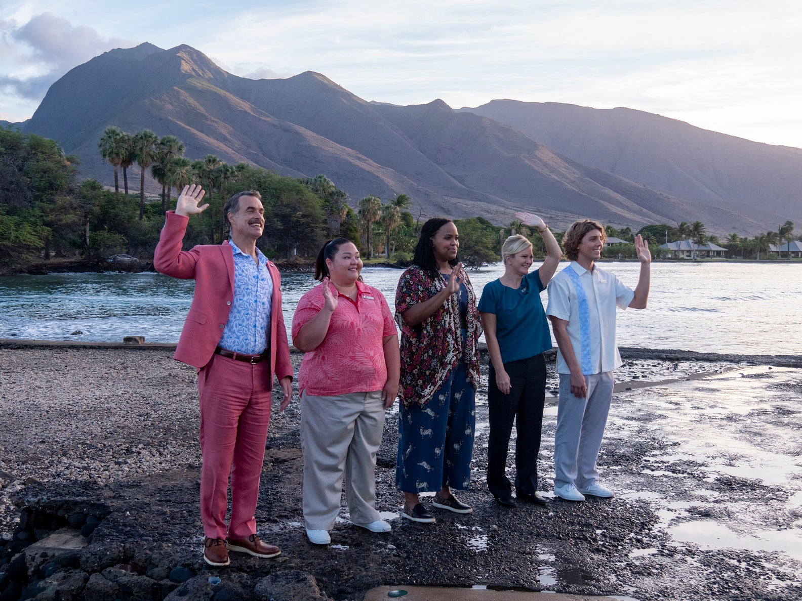 Gage (far right), alongside Murray Bartlett, Jolene Purdy, Christie Volkmer and Natasha Rothwell in the first season of ‘The White Lotus’