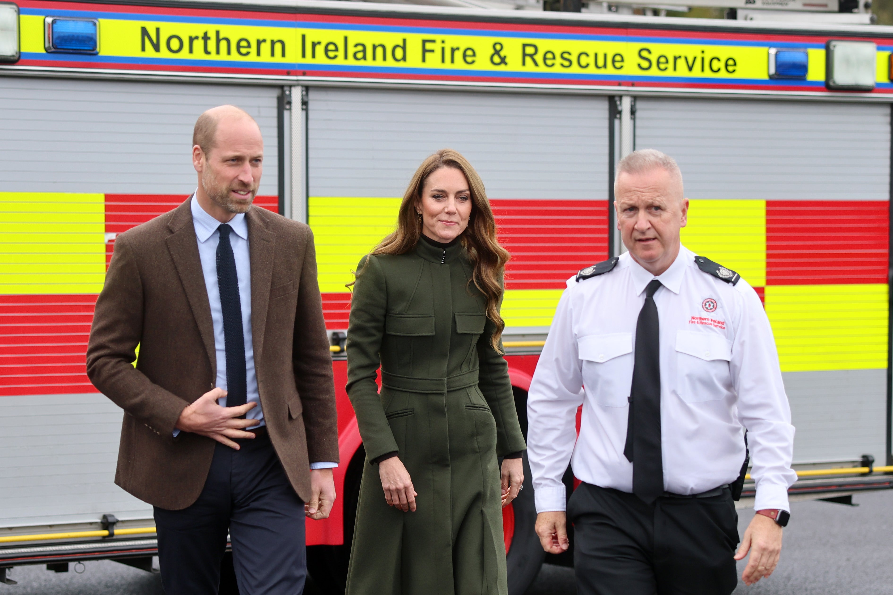 <p>The Prince and Princess of Wales during a visit to the Northern Ireland Fire and Rescue Service Learning and Development College near Cookstown, Co Tyrone</p>