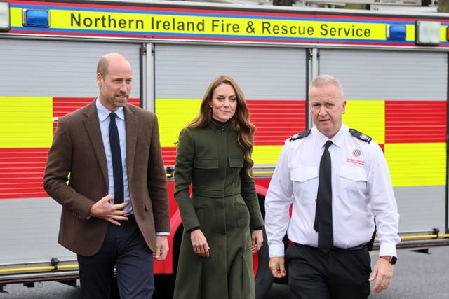 <p>The Prince and Princess of Wales during a visit to the Northern Ireland Fire and Rescue Service Learning and Development College near Cookstown, Co Tyrone</p>
