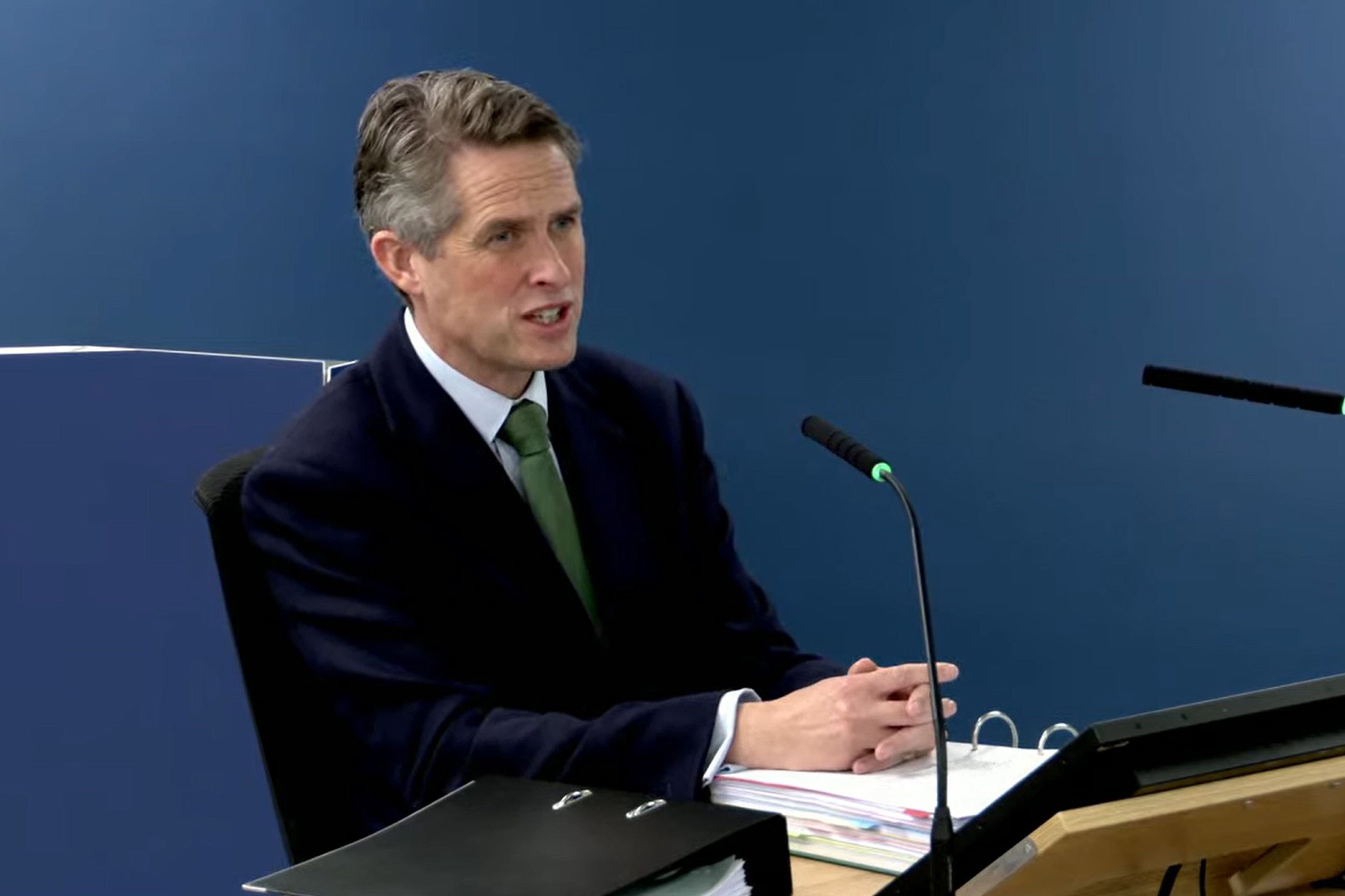 Sir Gavin Williamson at the UK Covid-19 Inquiry (UK Covid-19 Inquiry/PA)