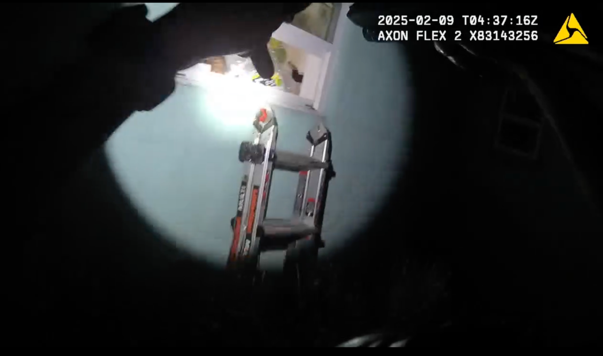Body camera footage captures police approaching the back of Lopez's home, where a ladder leads to an open window