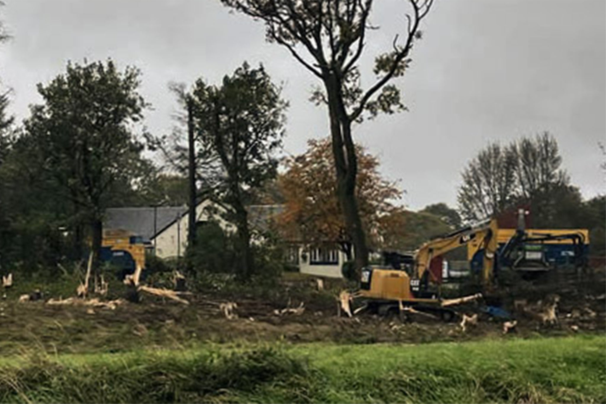 Trees are cut down outside The Osprey in East Kilbride