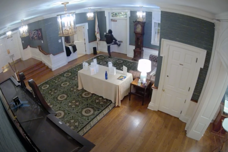 Video showed Balmer trying, without success, to break through doors inside the governor’s mansion