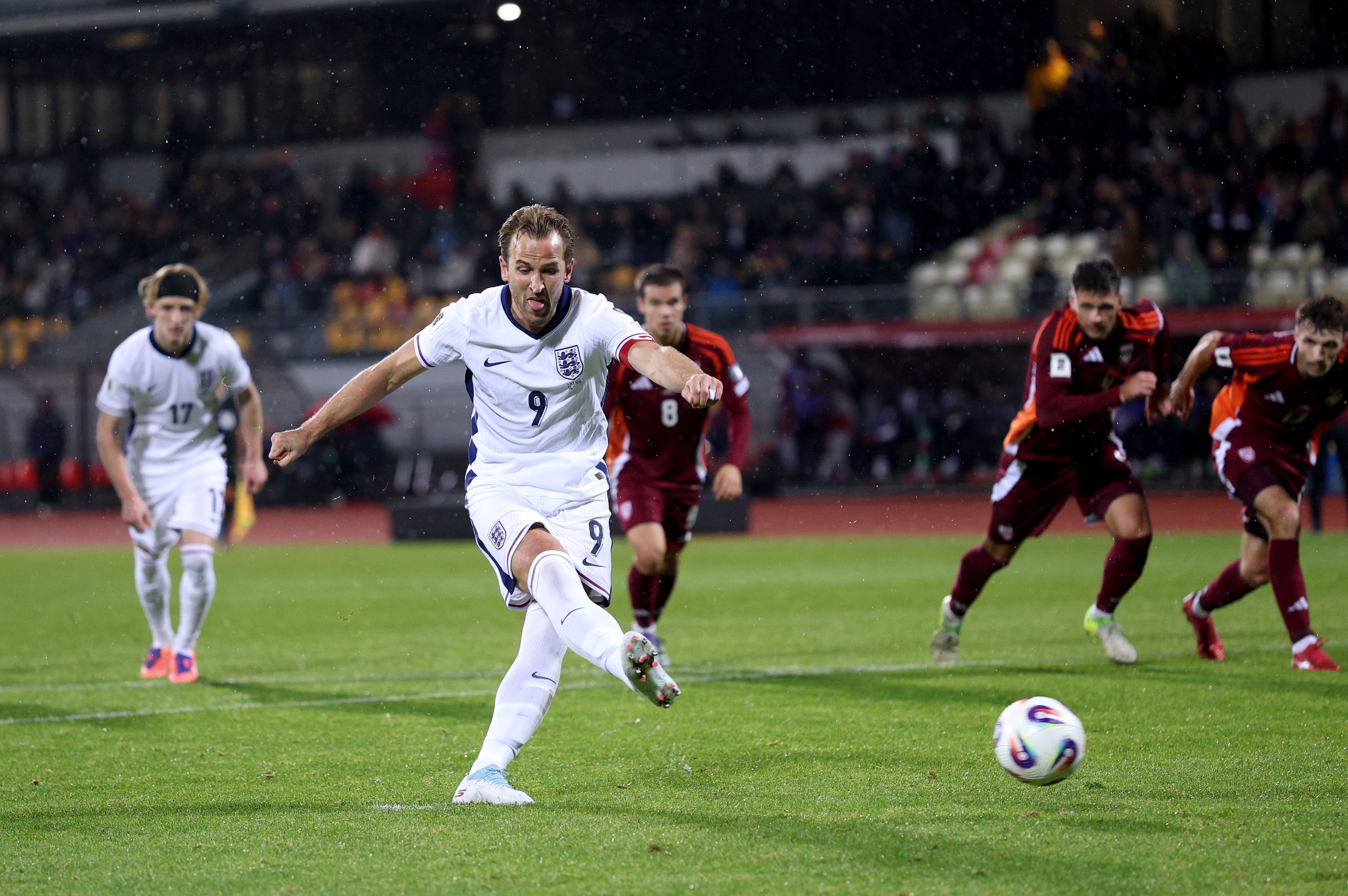 Harry Kane scored twice against Latvia for the 75th and 76th goals of his international career