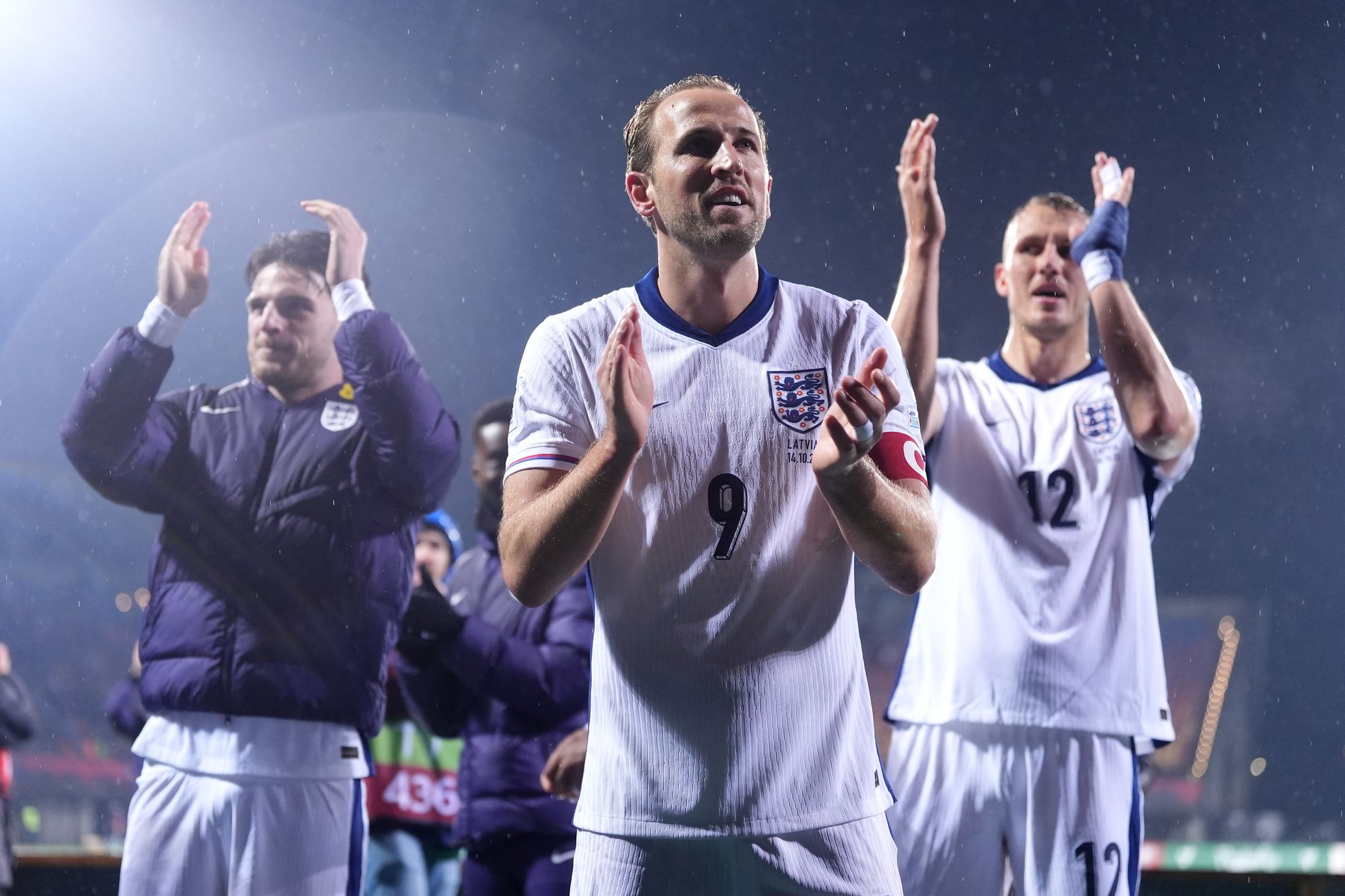 Captain Harry Kane applauds the England fans having bagged a brace himself