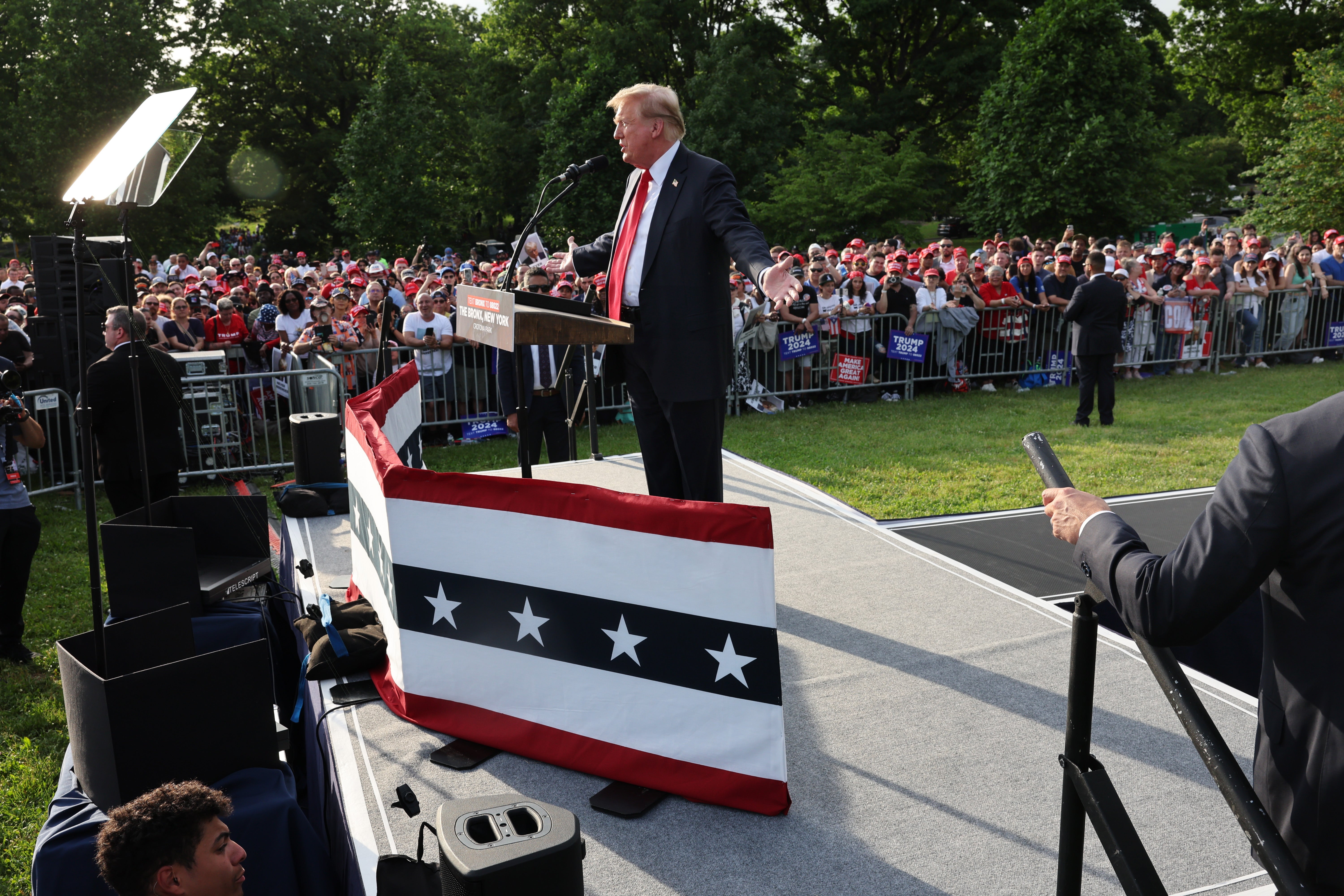 When returning home from his trip, Trump bragged about the crowds he could draw in the Bronx in New York City