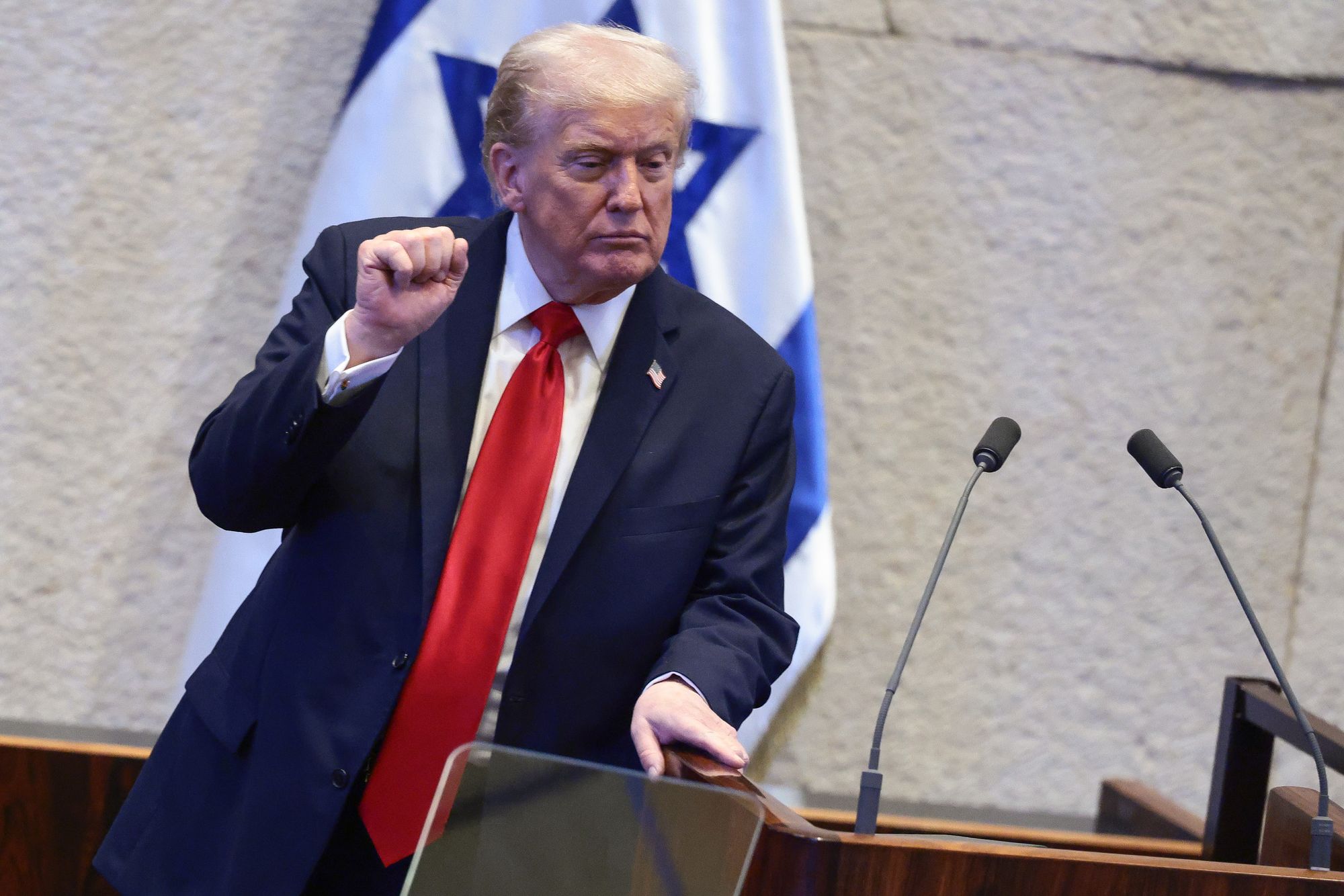President Donald Trump bragged about his crowd sizes in New York and bashed Chicago over crime statistics while returning from his Middle East victory lap following the historic Israel-Hamas peace deal that he helped broker