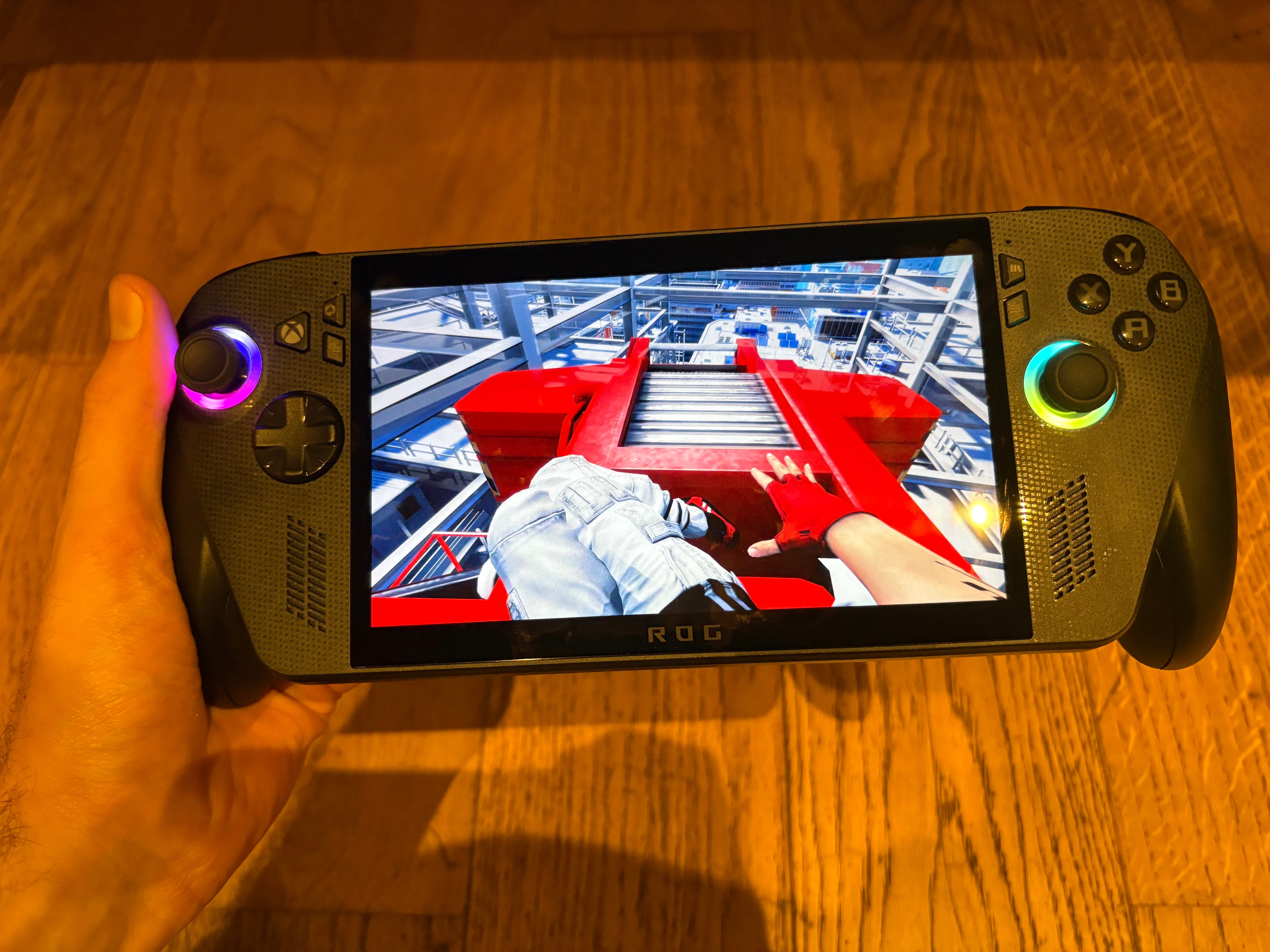 An image of Mirror's Edge running on ROG Xbox Ally X