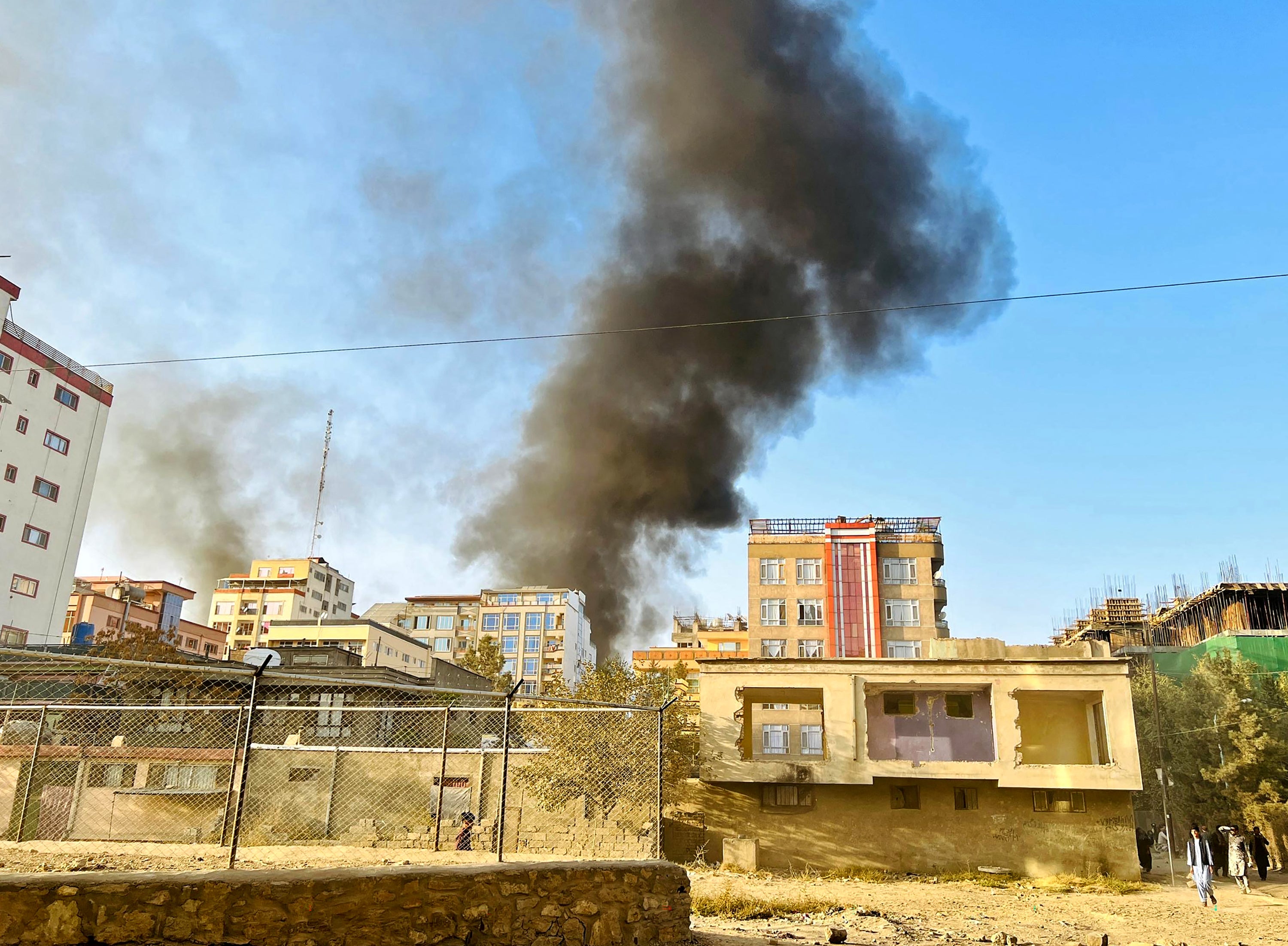 Smoke rises up from the site of explosions in Kabul, amid heavy border clashes between Afghanistan and Pakistan.
